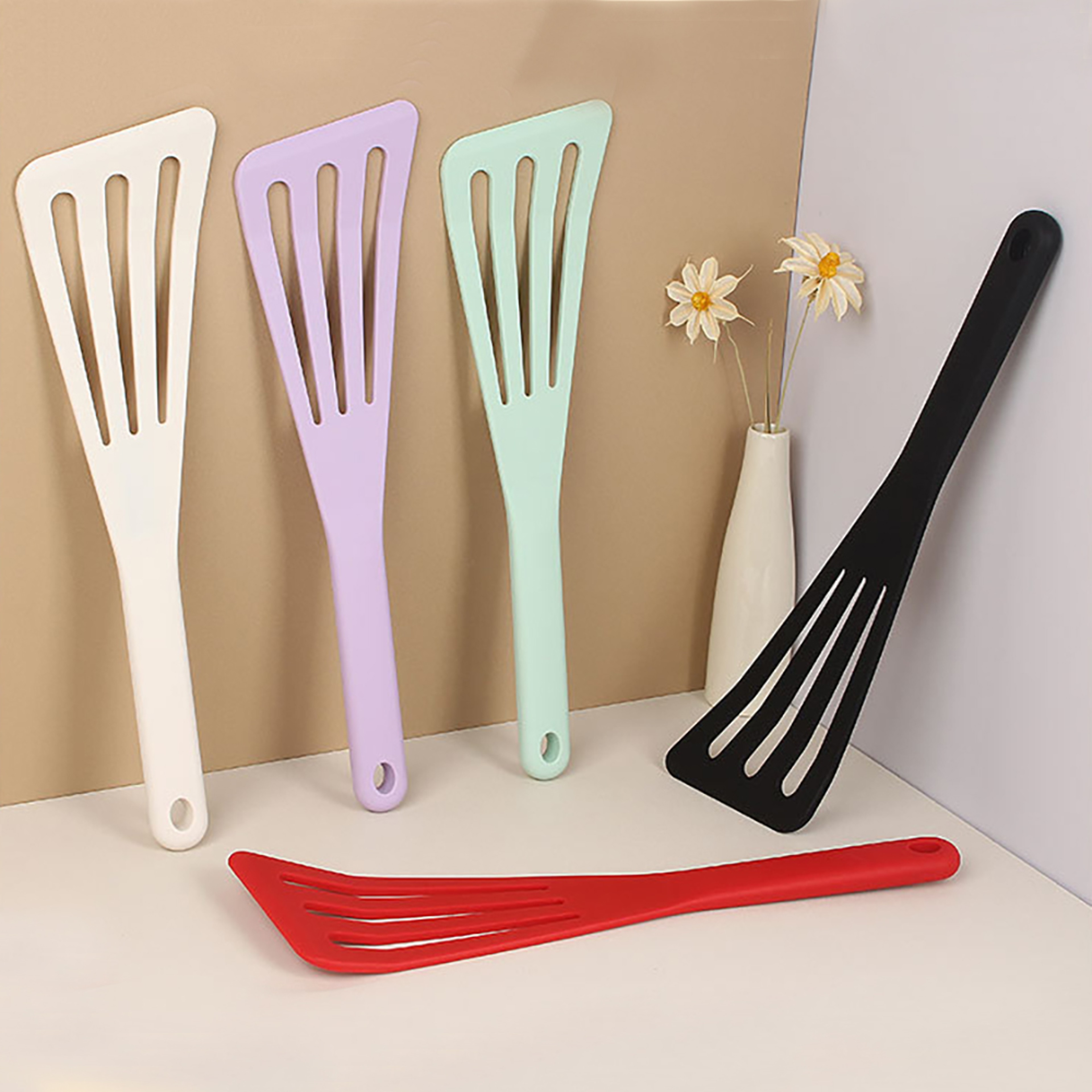 Silicone Fish Spatula With Drain Slots For Nonstick Cookware 0
