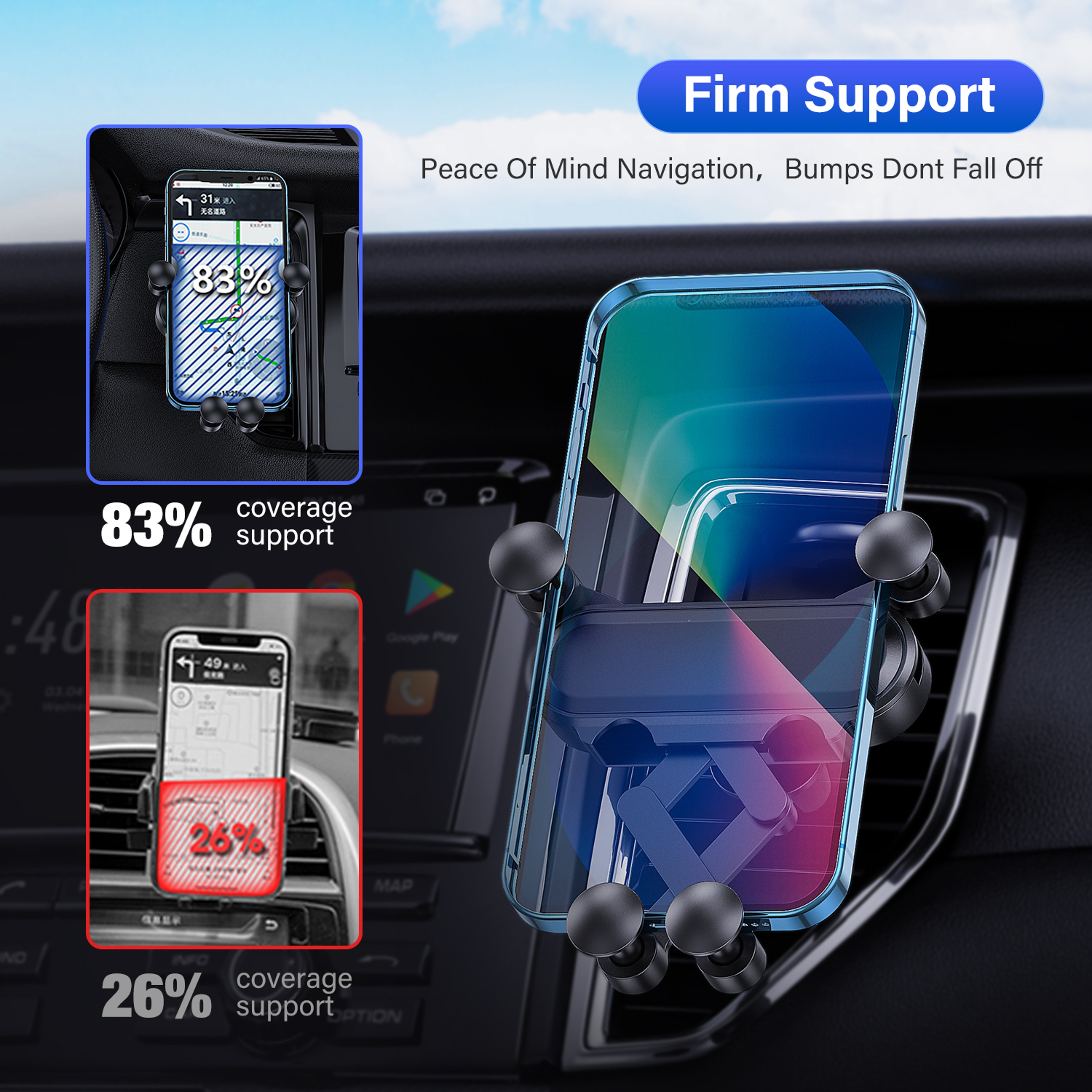 Gravity Car Phone Holder Air Vent Mount for Mobile Phones and GPS Devices – view 5