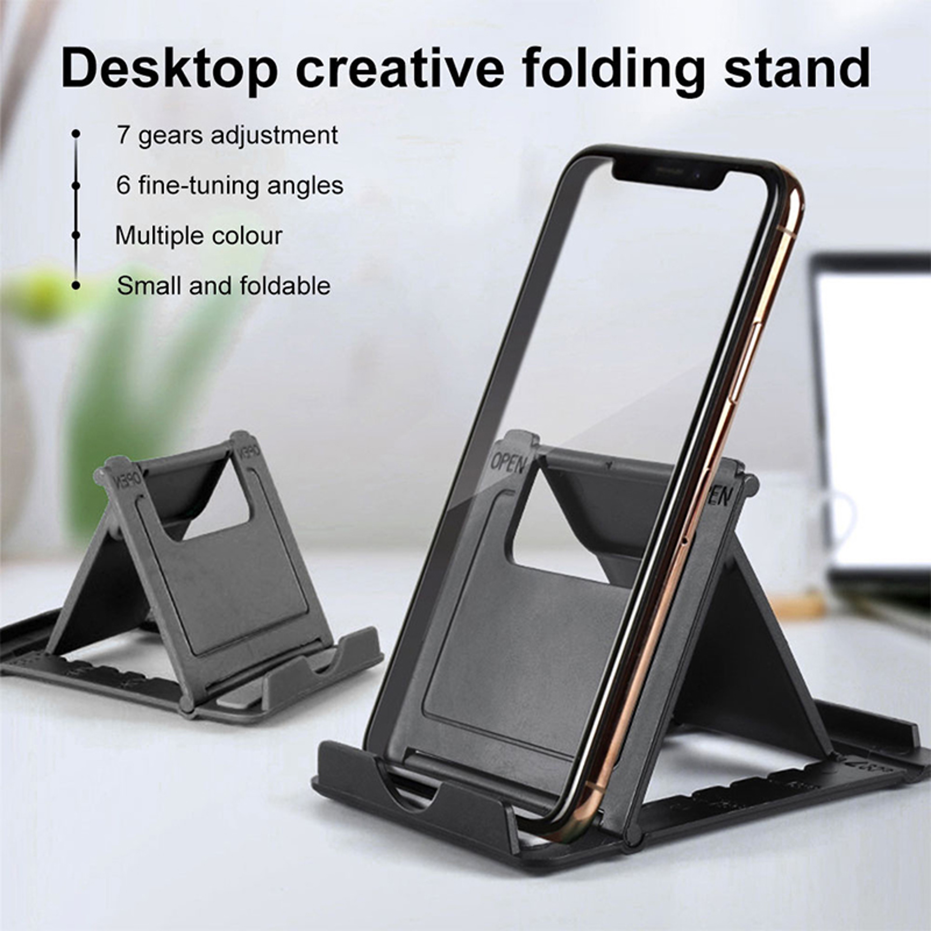 Portable Adjustable Universal Folding Phone & Tablet Stand Creative Plastic Holder – view 2