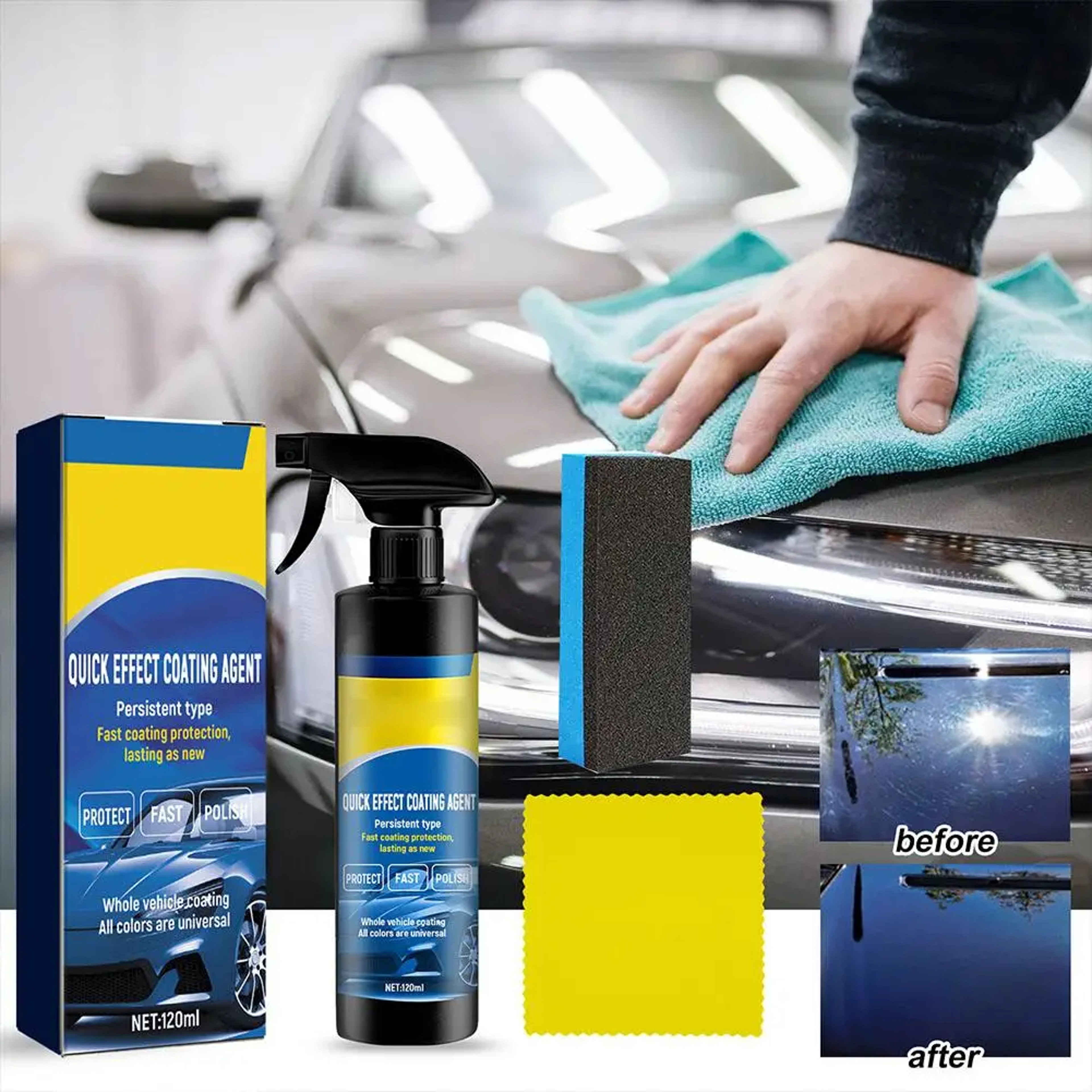 Hydrophobic Car Coating Maintenance Spray Quick Dry Water Repellent Car Polish – view 1