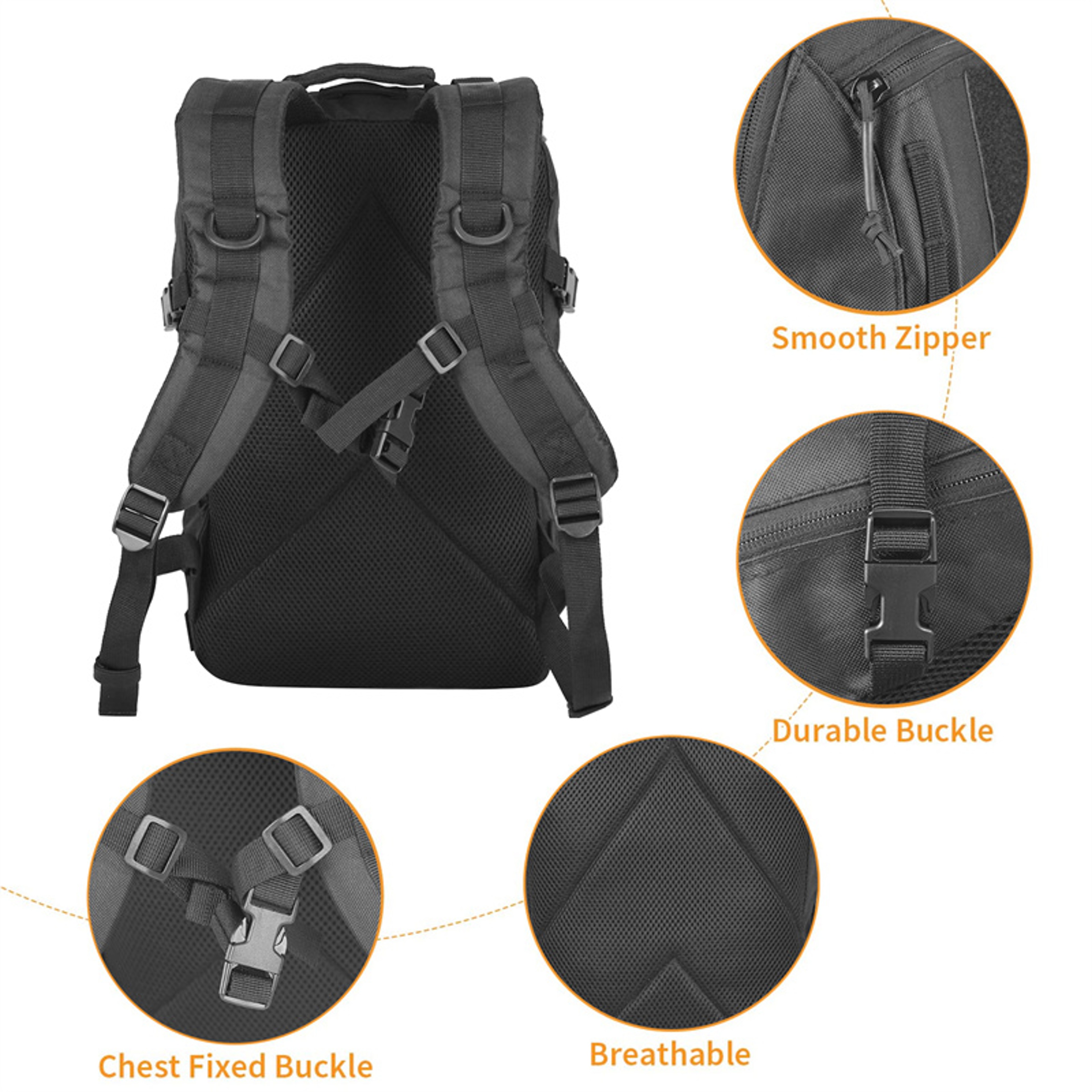 Tactical EDC Molle Backpack Compact Water Resistant Hiking  Survival Rucksack 2
