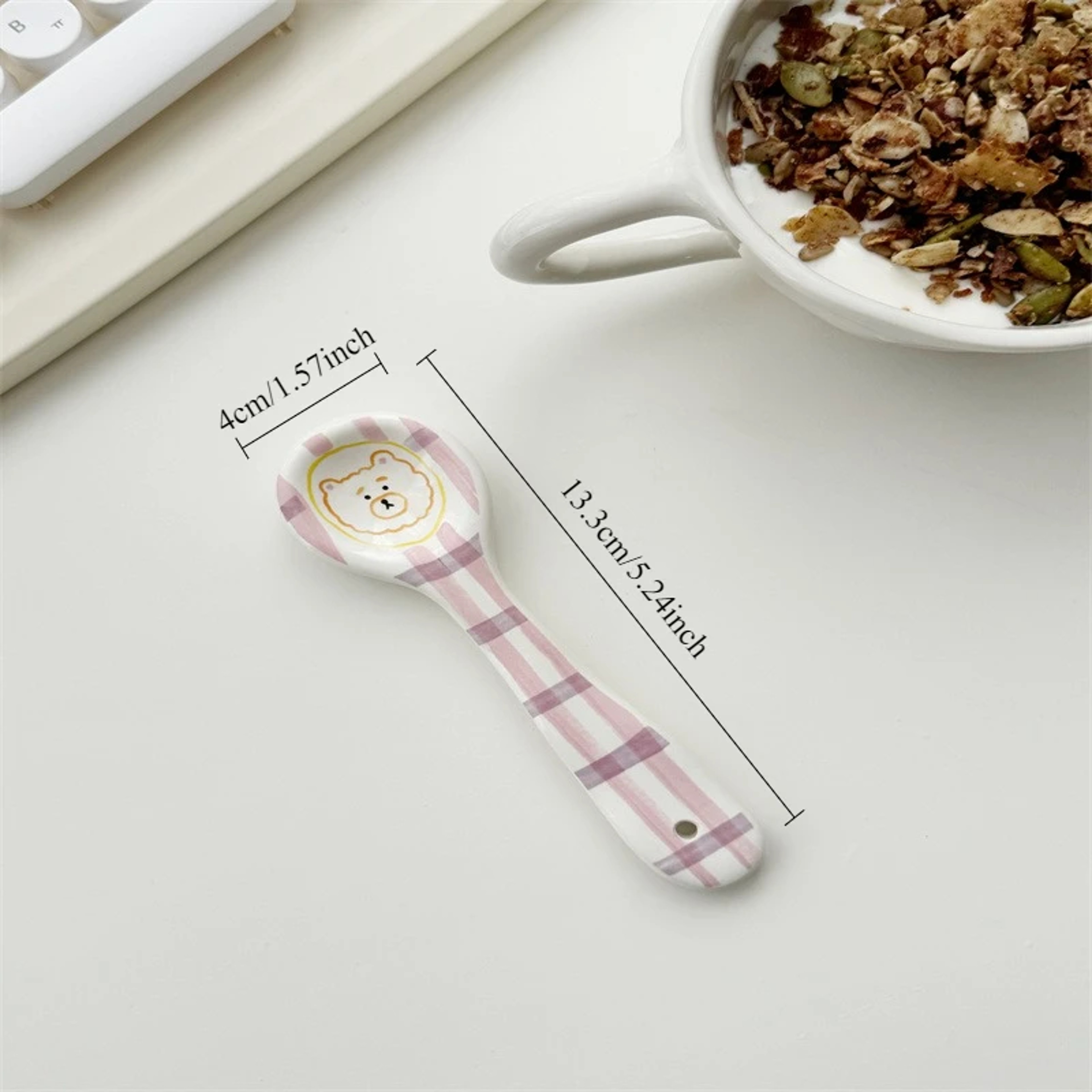 Cute Smiling Ceramic Ice Cream Spoon Hand Painted Irregular Dessert  Breakfast Spoon For Kitchen Ta 5
