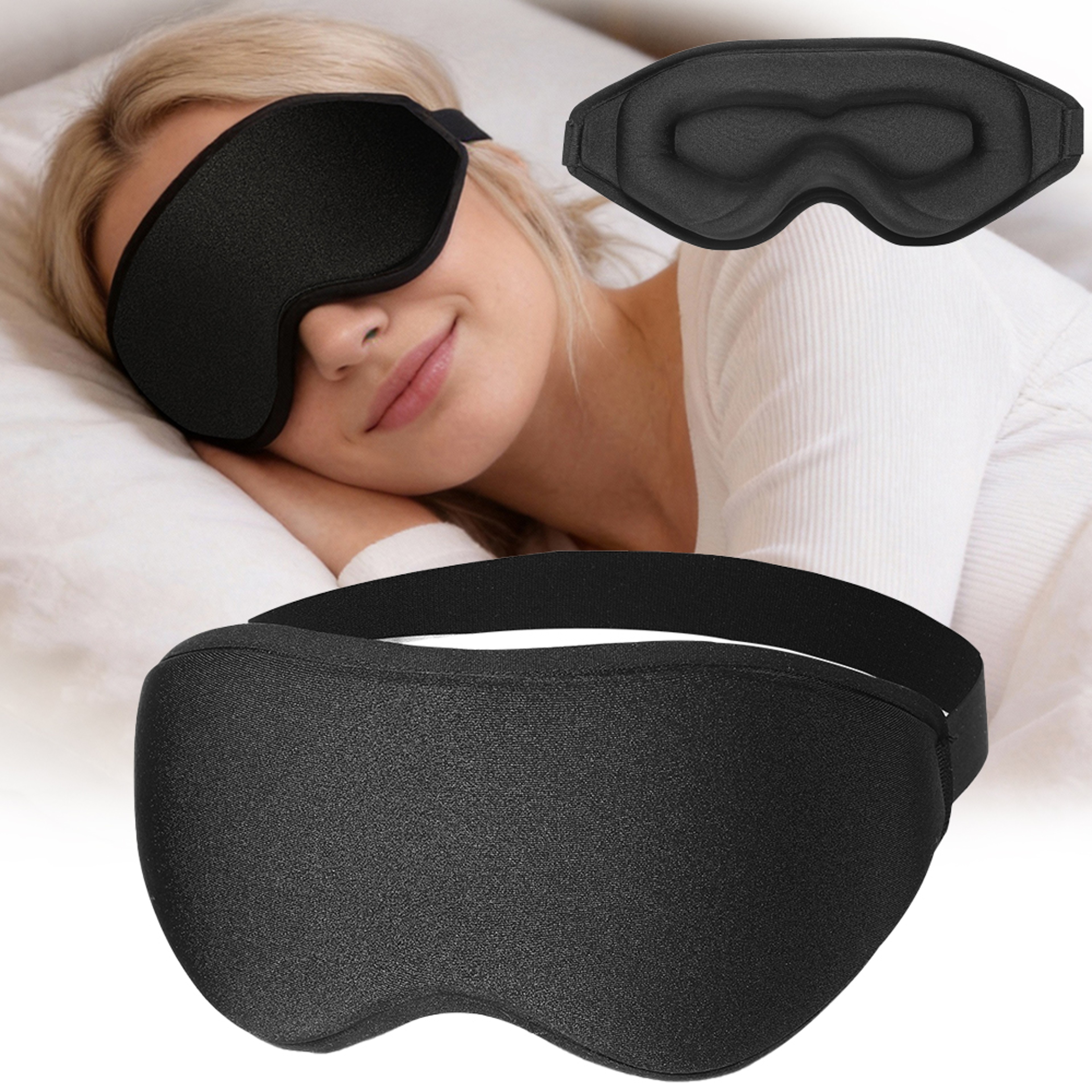 Adjustable Blackout Eye Mask Breathable Portable Sleep Mask for Travel and Home – view 1