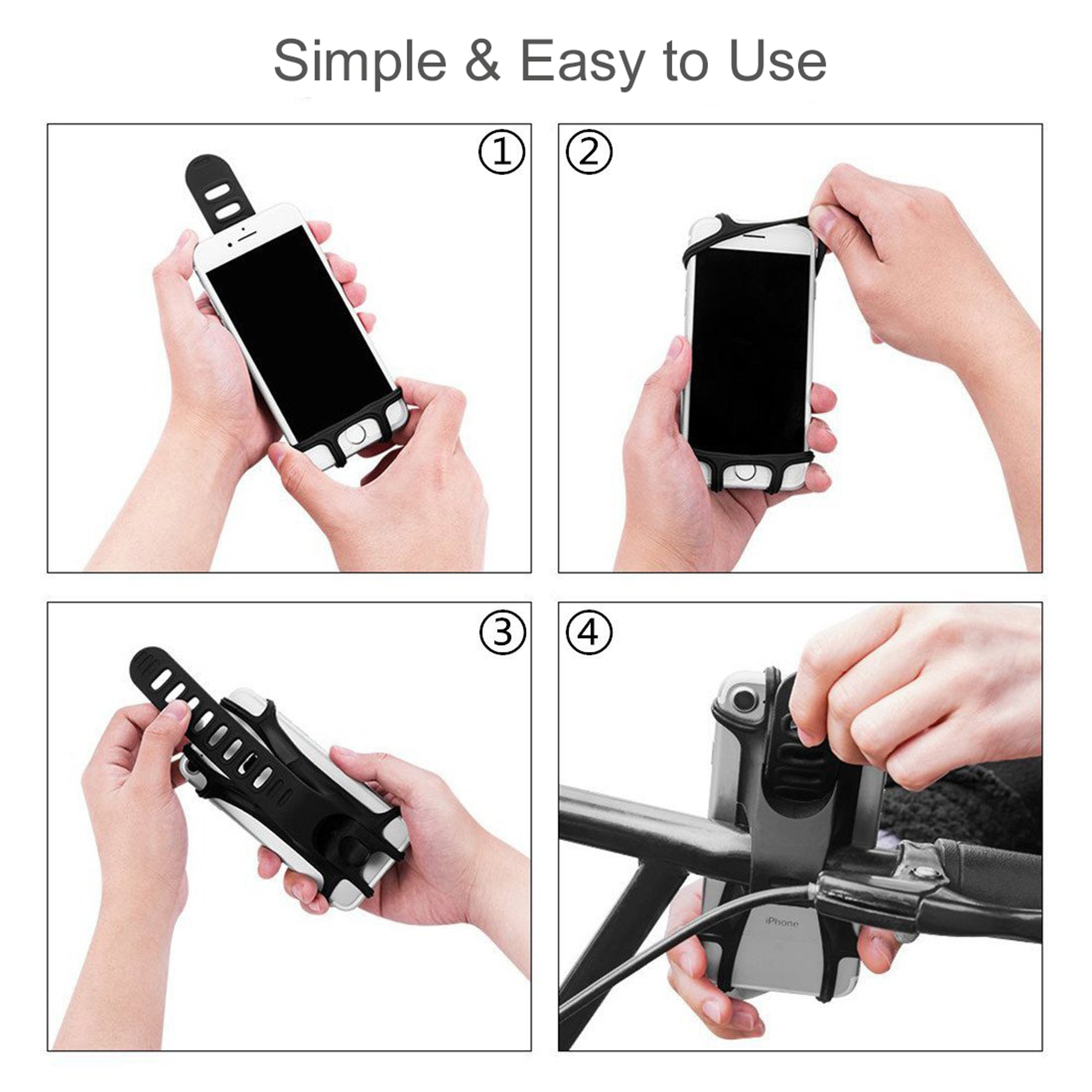 Universal Silicone Bike Phone Holder Motorcycle Handlebar Bracket Stand for Mobile Phones – view 4