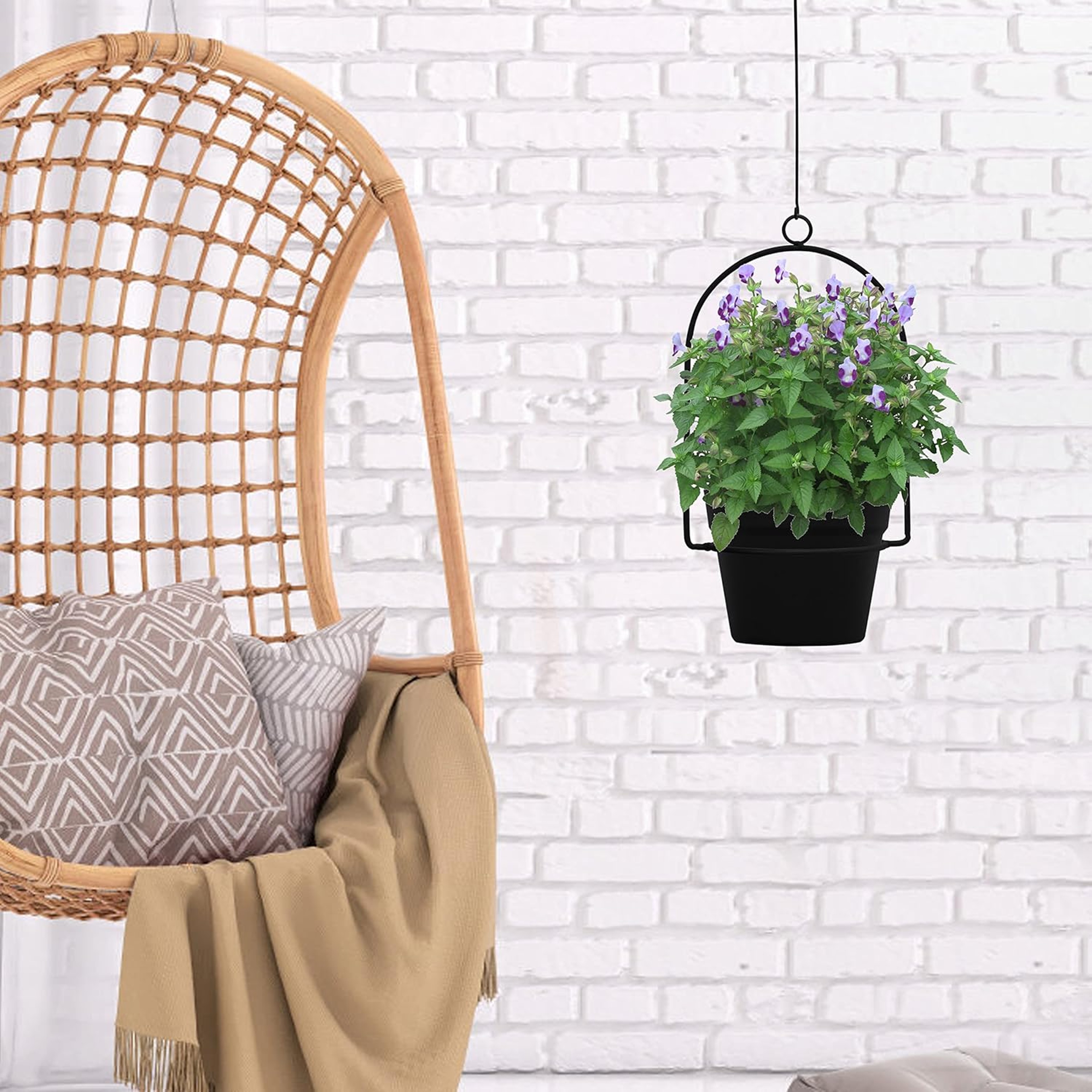 Black Hanging Planters for Indoor & Outdoor Use Flower Pot Hangers Decorative Planter Set – view 2