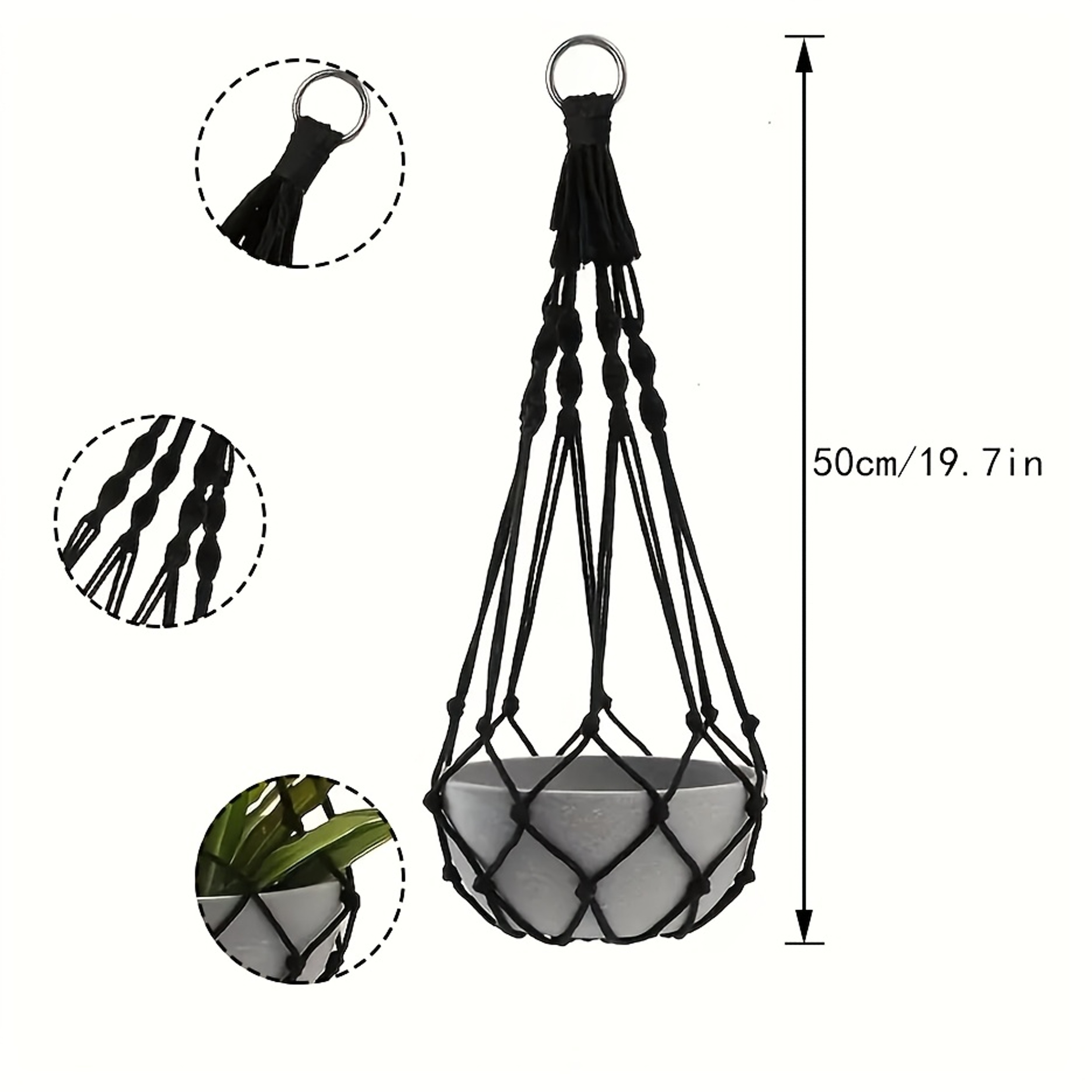 Bohemian Macrame Plant Hanger Black  White Hanging Holder For Indoor And Outdoor Garden Decor 3