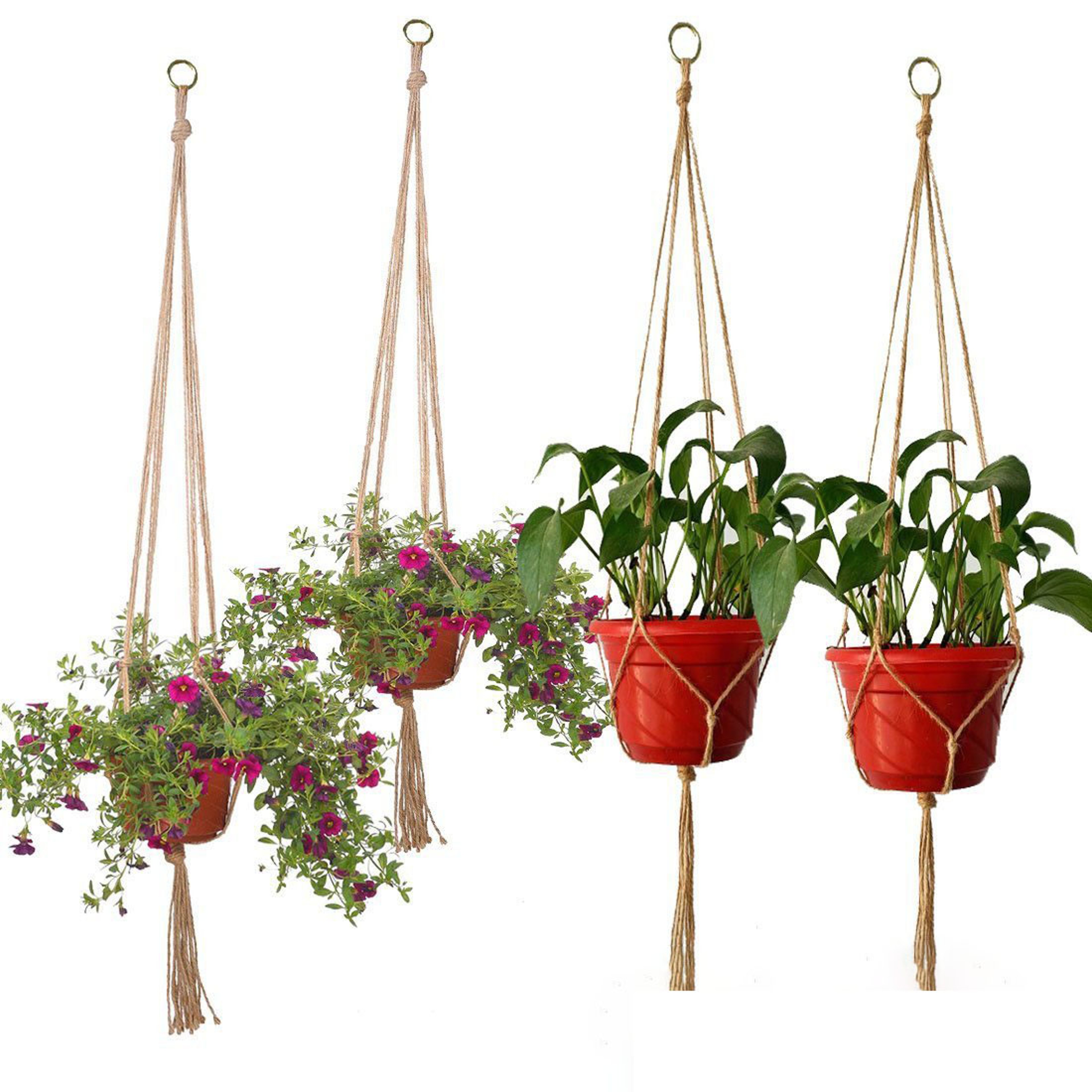 Macrame Hanging Planter Boho Flower Pot Holder for Home, Balcony & Garden Knotted Rope Decor – view 1