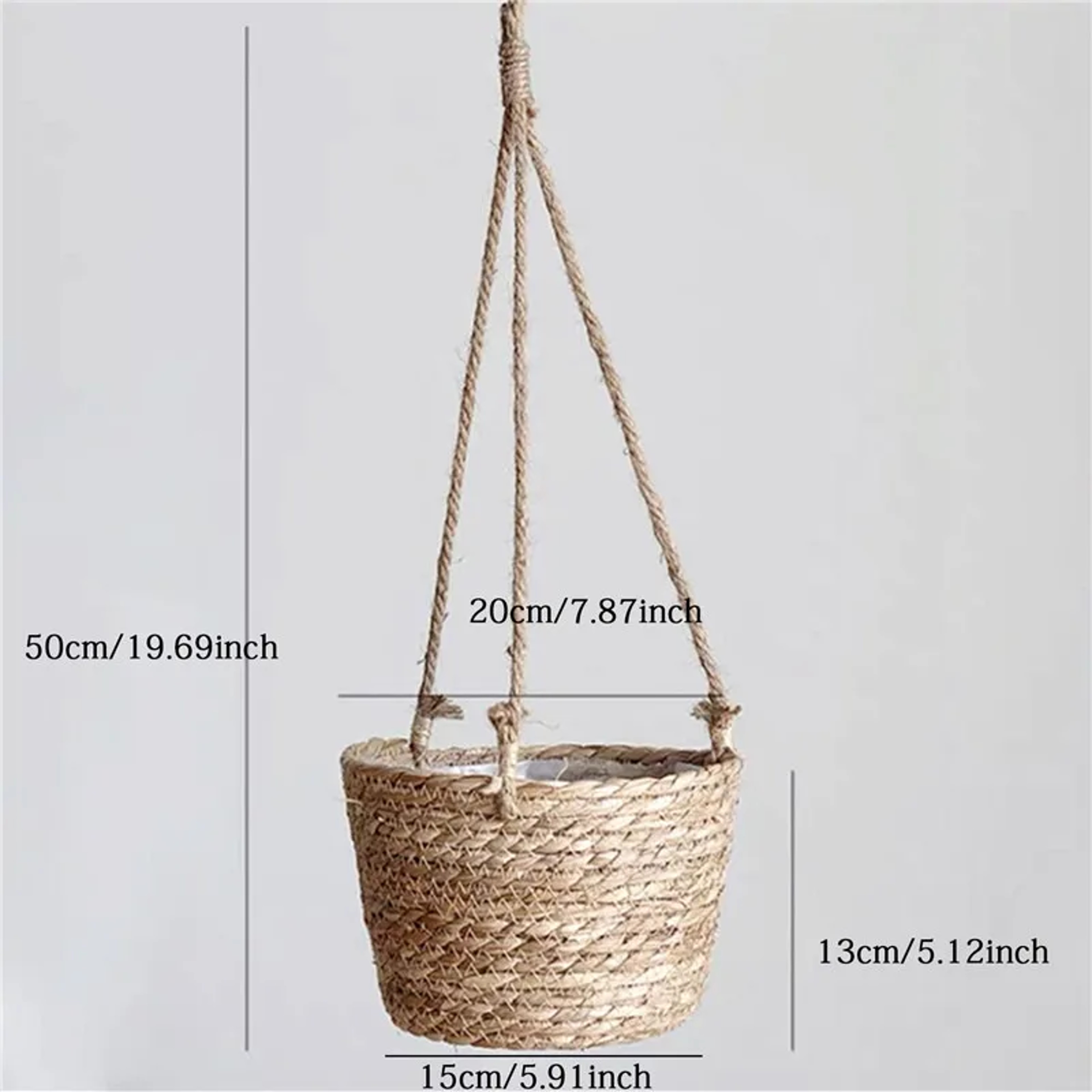 Braided Jute Rope Plant Storage Basket Indoor  Outdoor Hanging Flower Pot Stand 5