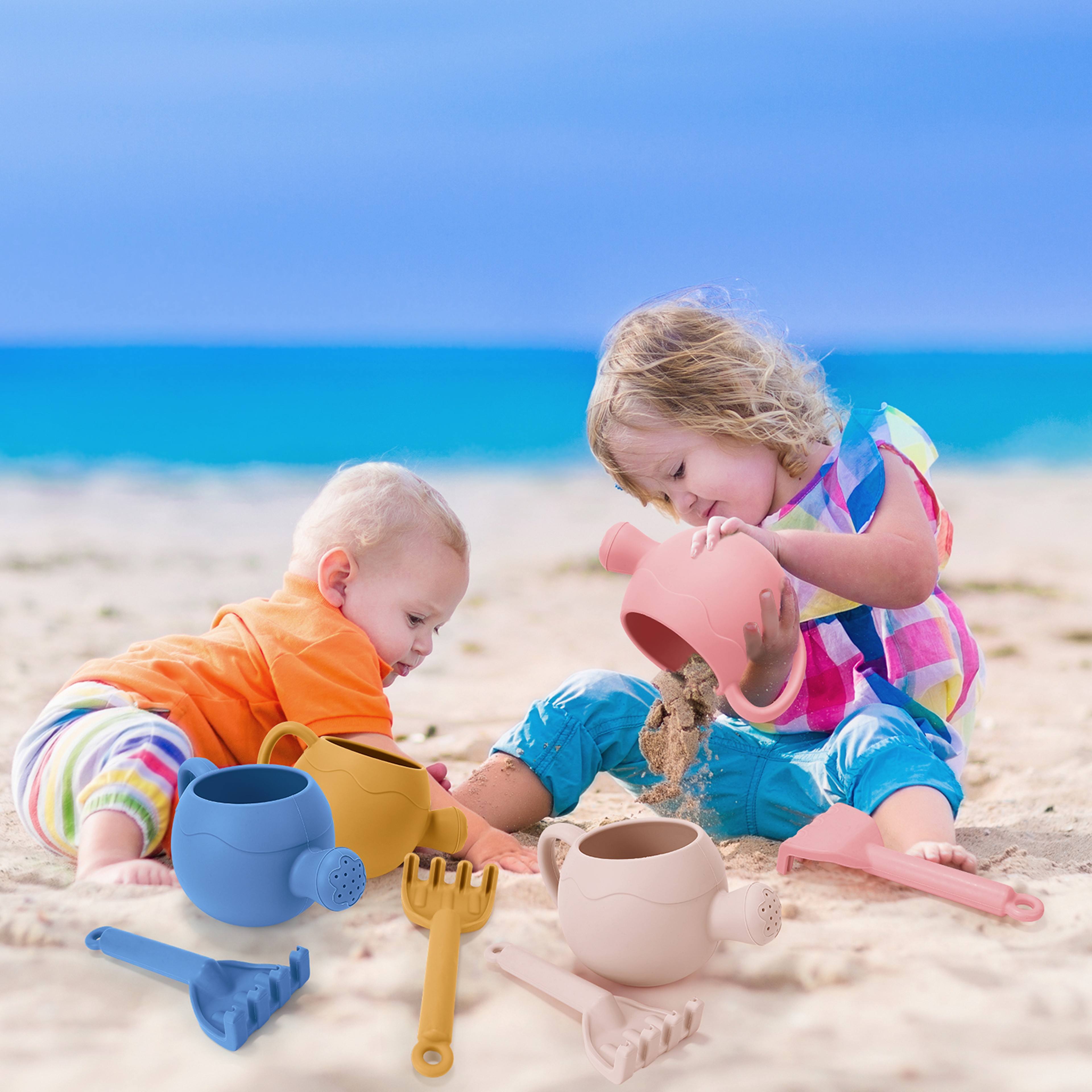 Baby Beach Toy Set for Kids Sand Play Rake Watering Pot & Silicone Beach Tools for Outdoor Fun – view 2
