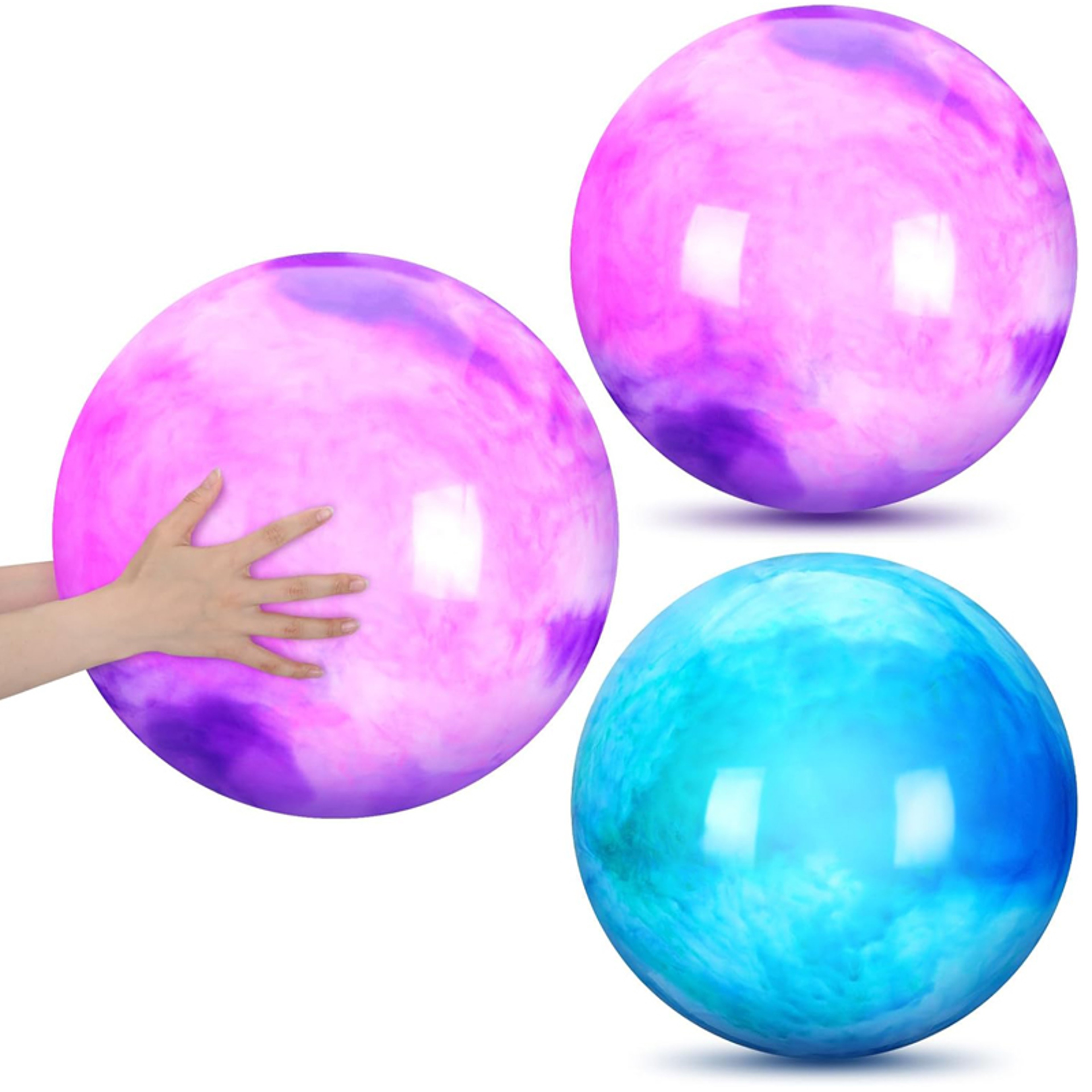 Marbleized Inflatable Bouncy Balls For Kids Perfect For Indoor  Outdoor Play 3
