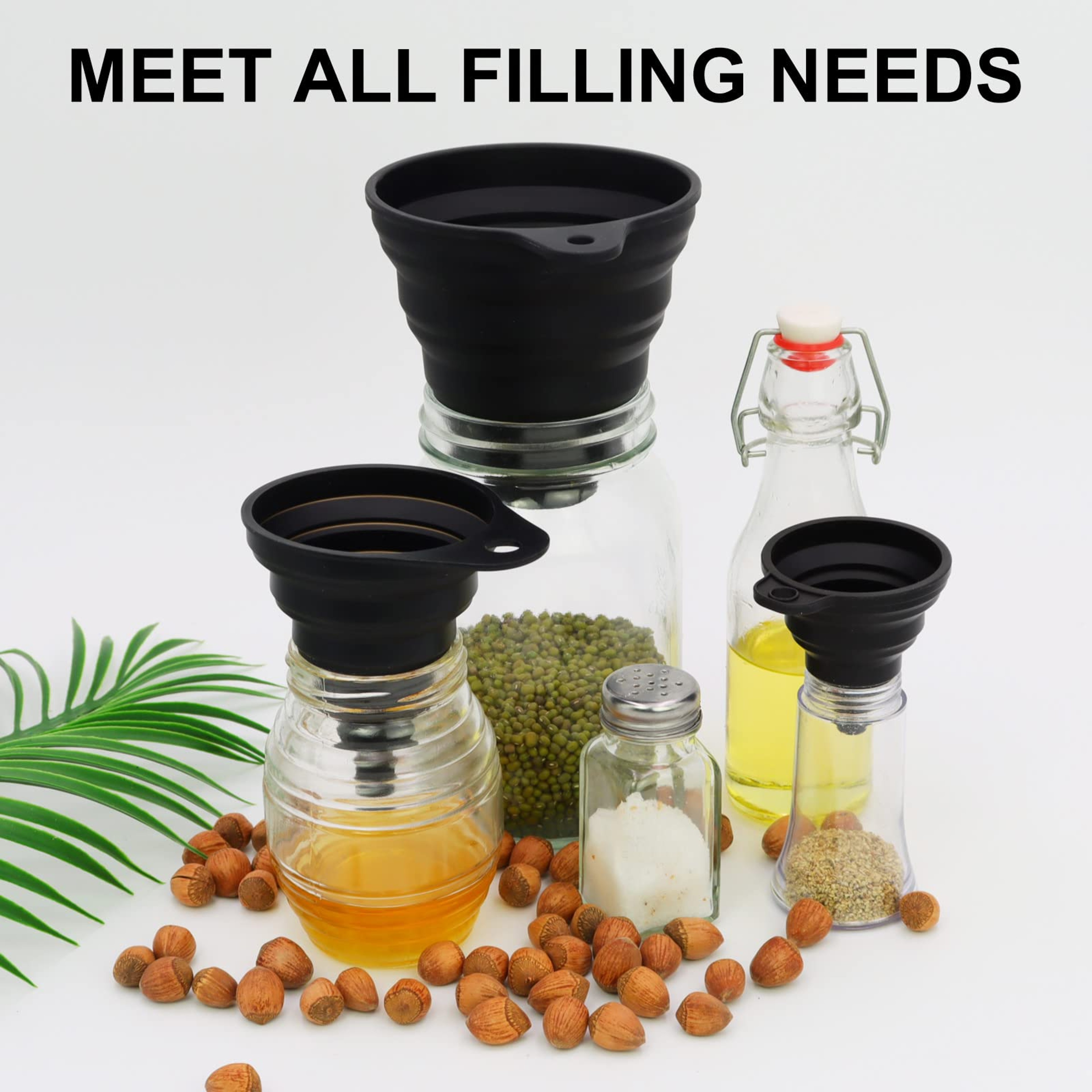 Multi-Purpose Silicone Funnel Set for Kitchen Use Perfect for Bottles, Liquids, and Powder Transfer – view 4