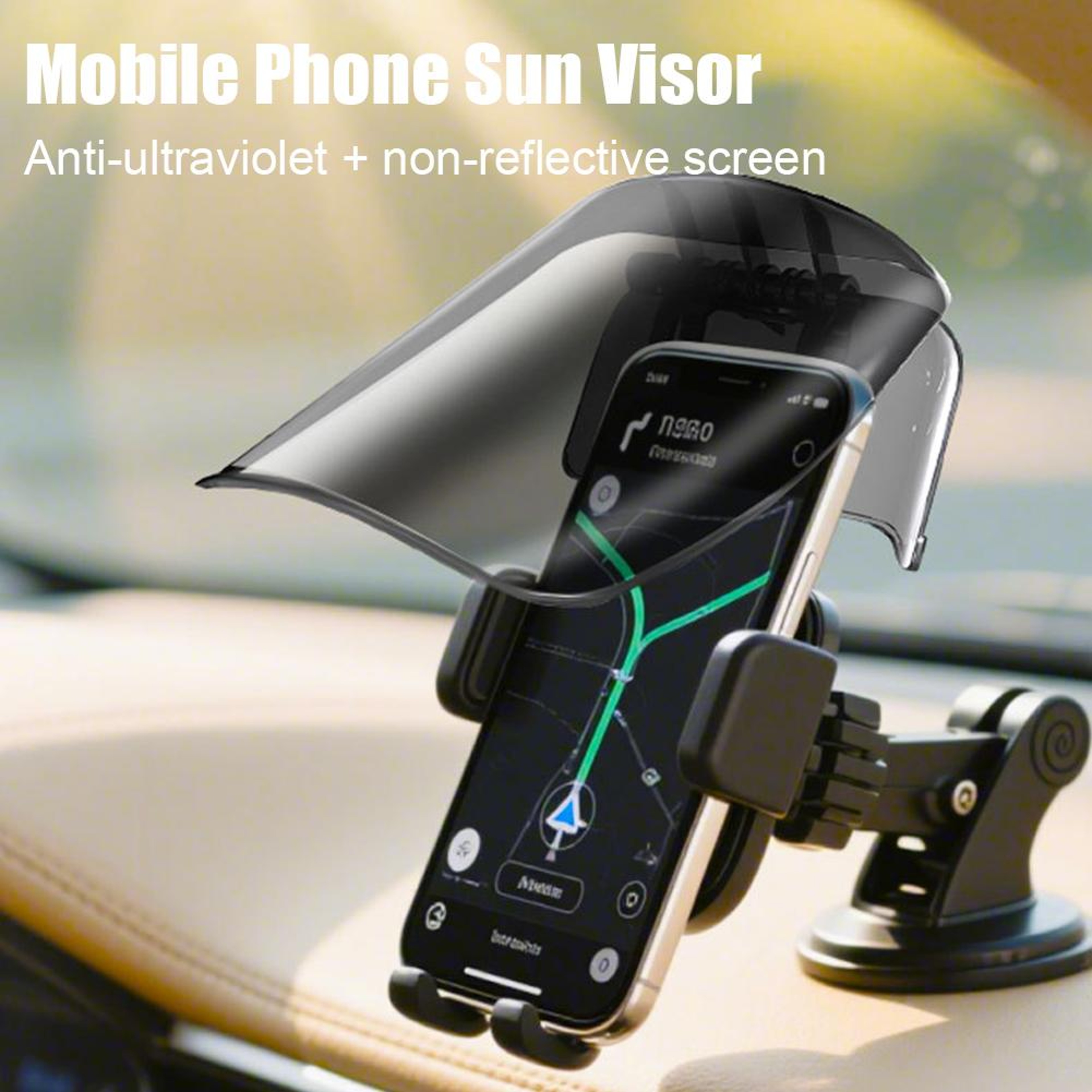 Universal motorcycle phone mount with Sun Visor Rain Shield for Bikes and Scooters – view 2