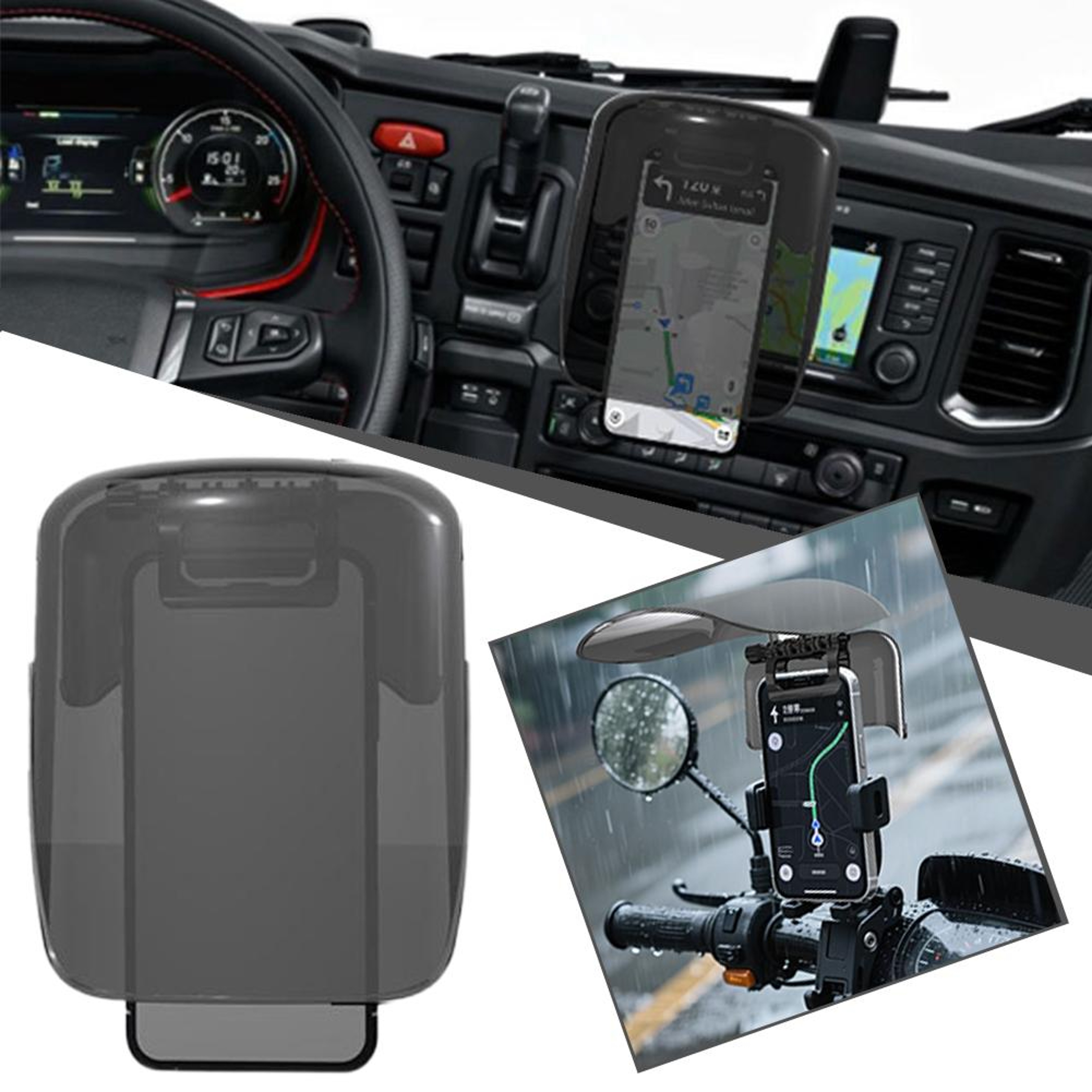 Universal motorcycle phone mount with Sun Visor Rain Shield for Bikes and Scooters – view 4