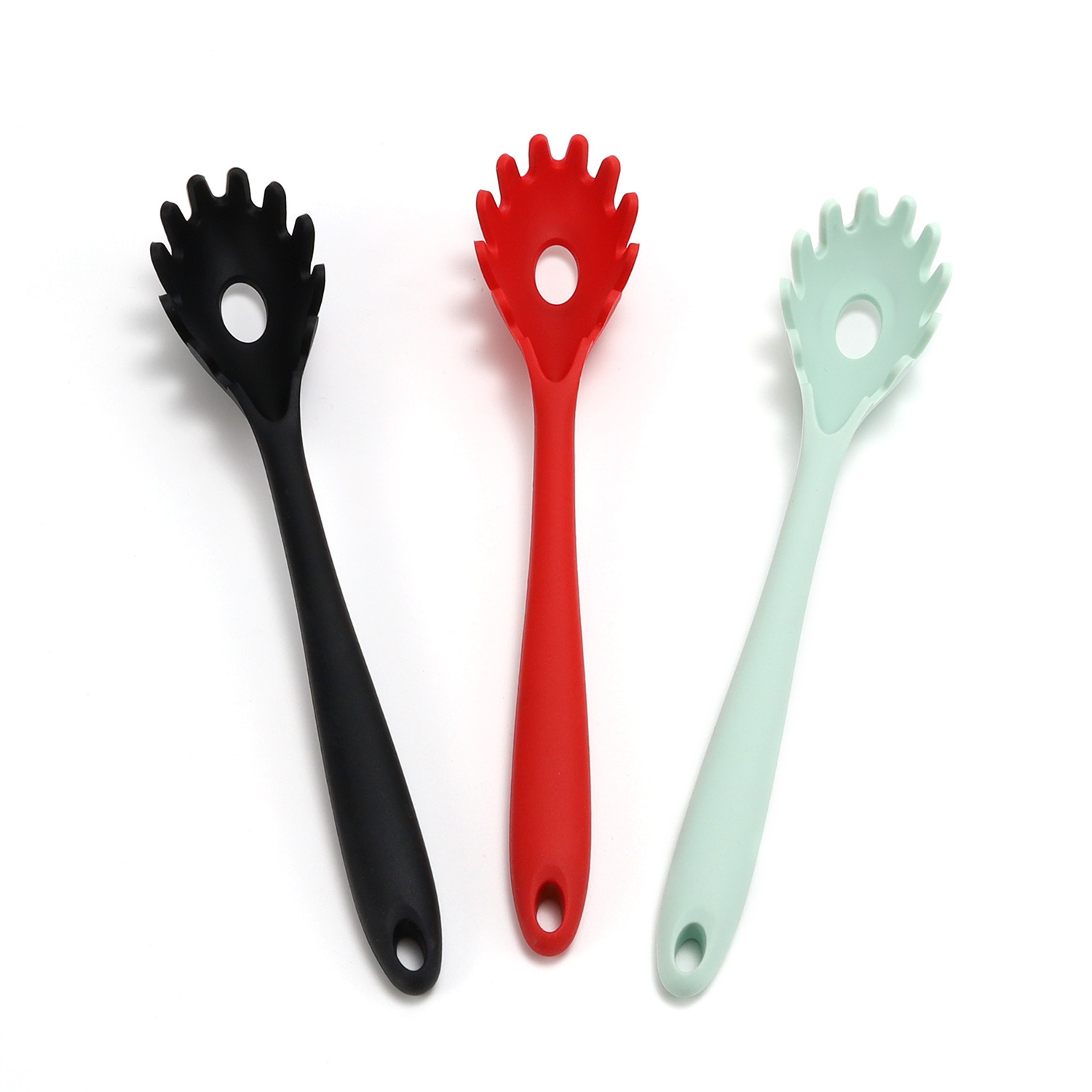 Silicone Pasta Fork Spaghetti Server Spoon With Wooden Handle Heat Resistant Noodle Server 0