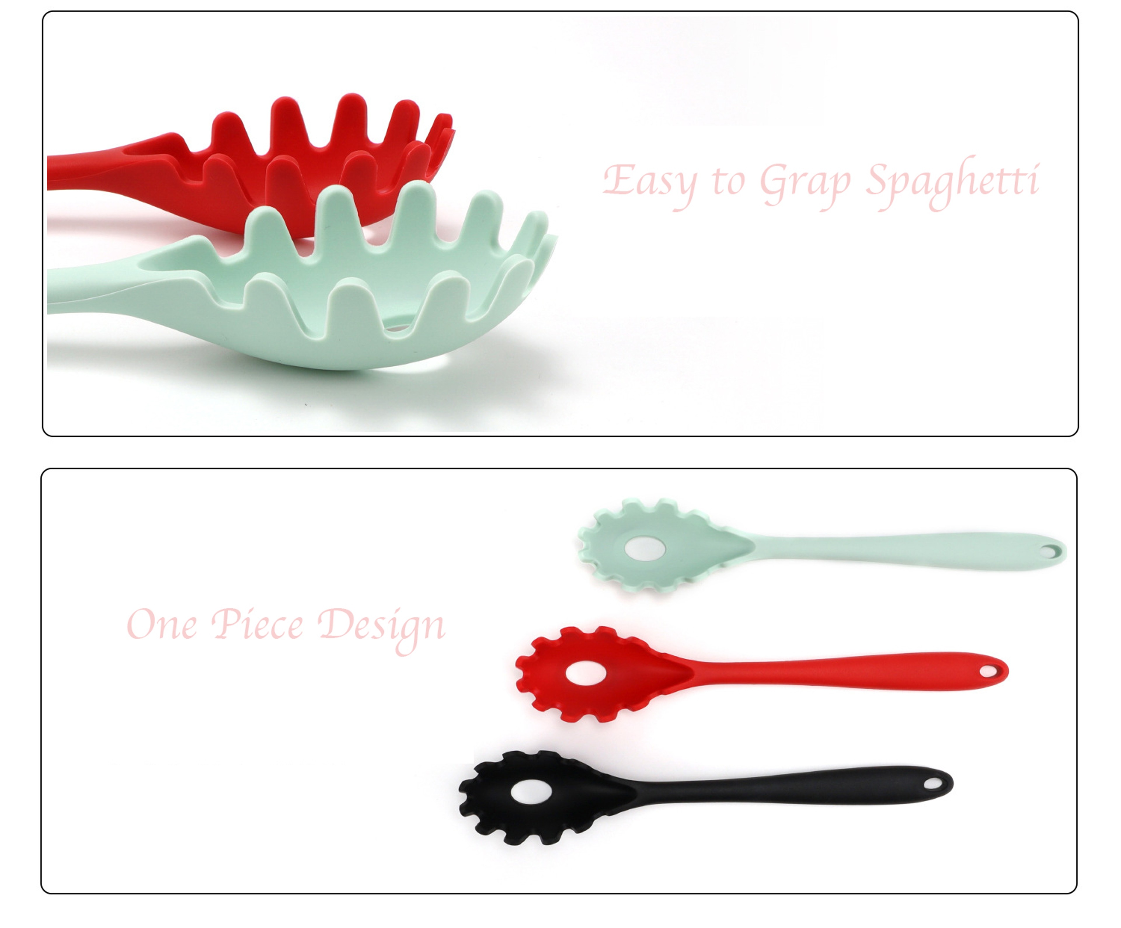 Silicone Pasta Fork Spaghetti Server Spoon With Wooden Handle Heat Resistant Noodle Server 1