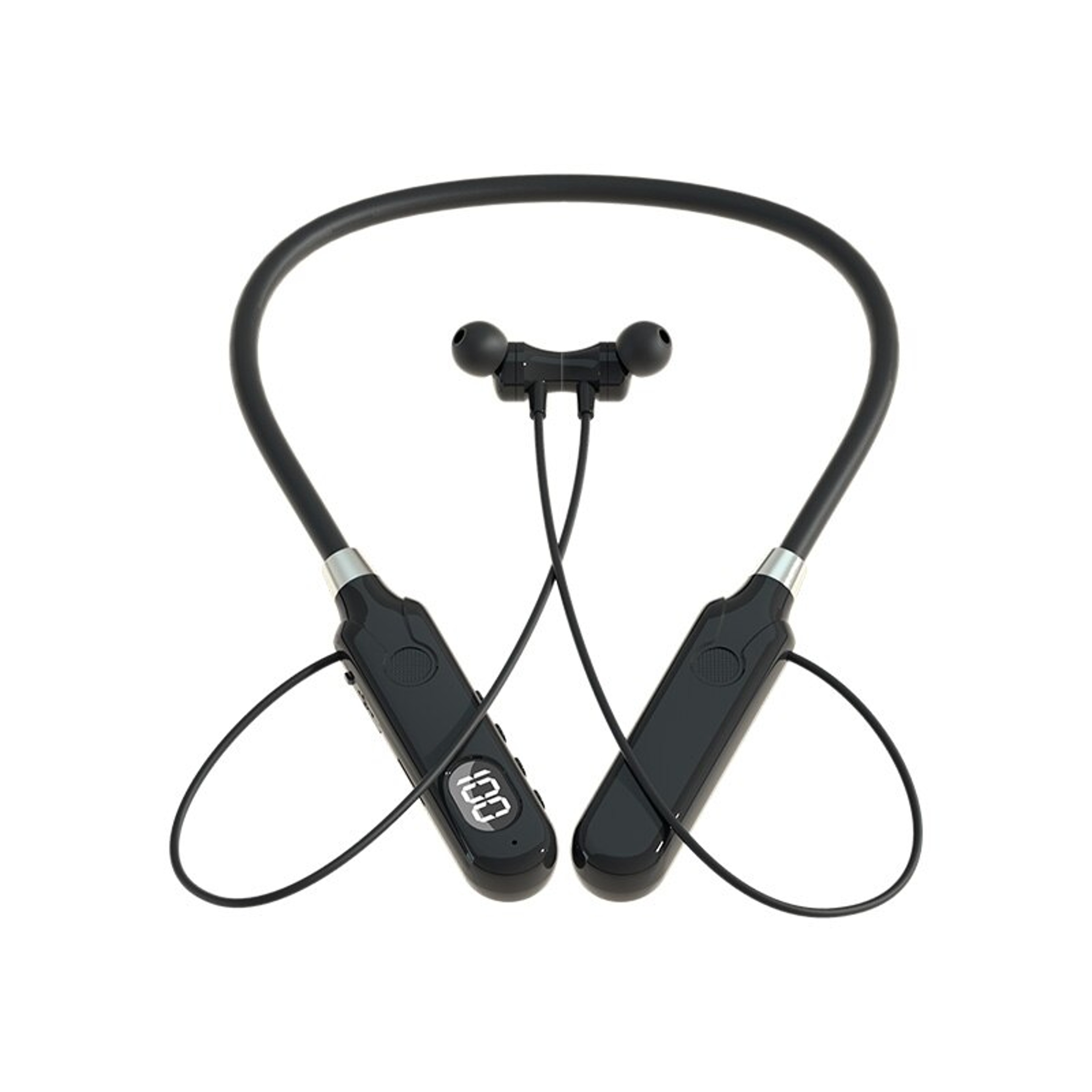 LED Display Neckband Bluetooth Headphones Wireless Sports Earbuds With Button Control 6