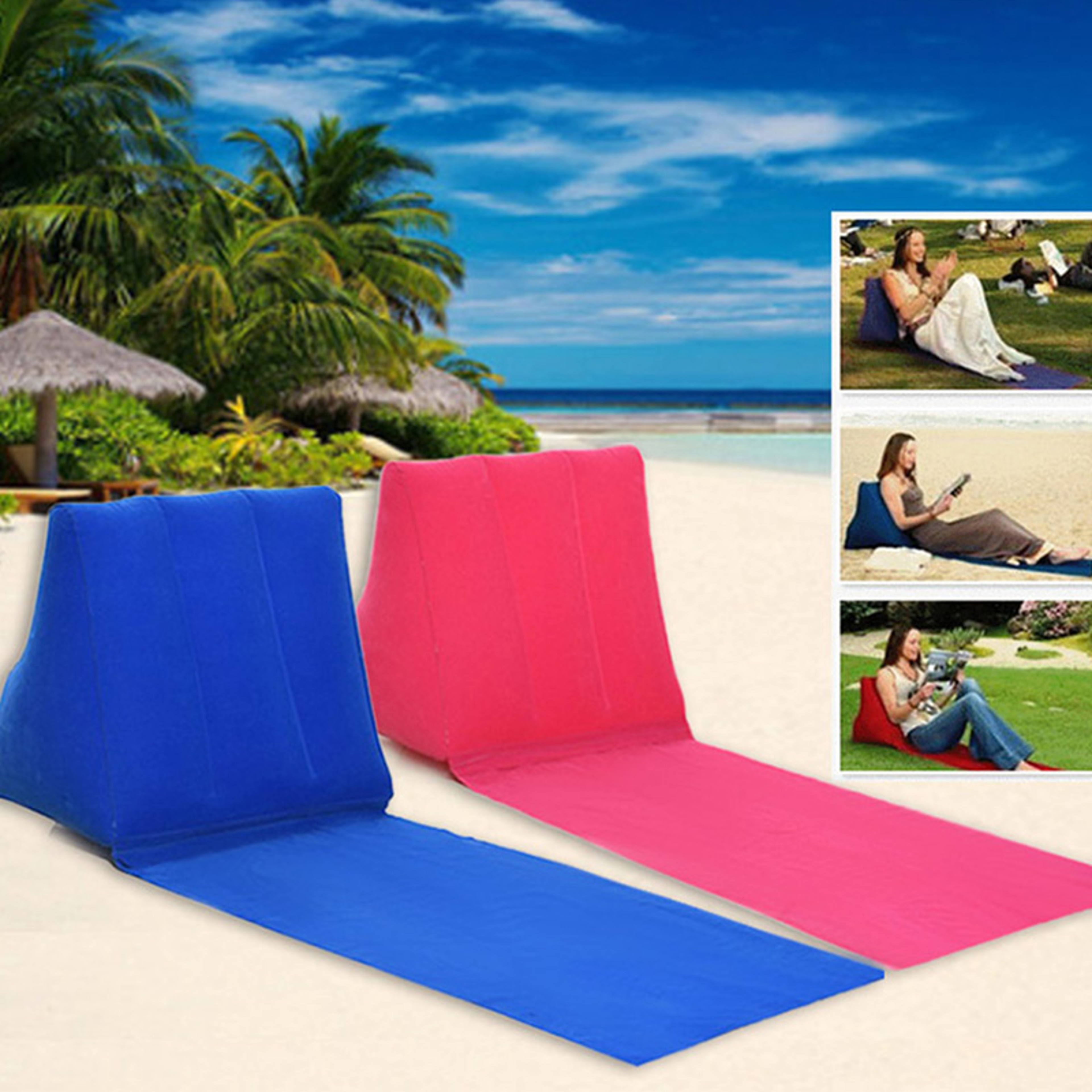 Ultimate Inflatable Beach Backrest & Triangular Lounger for Sunbathing and Camping – view 1
