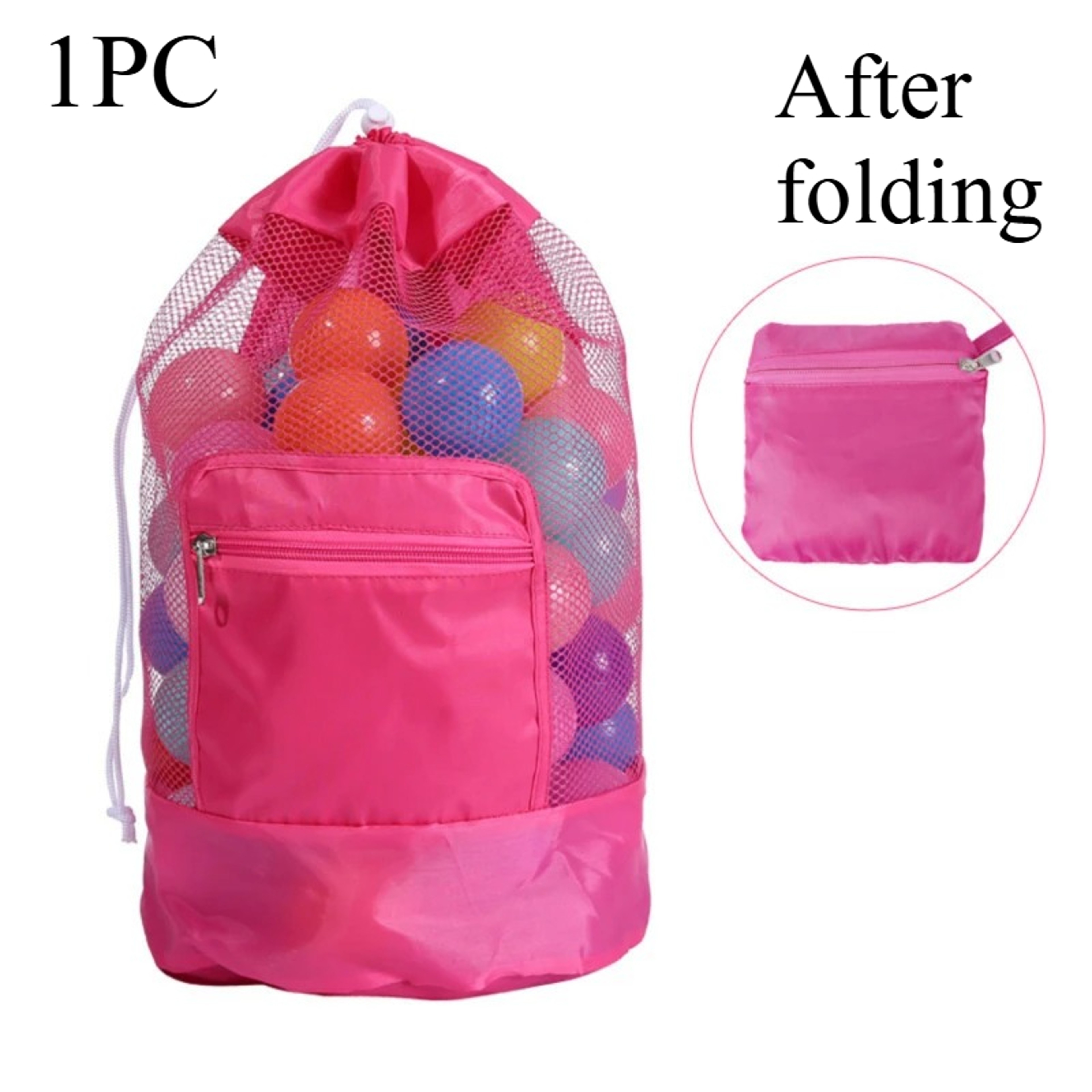 Foldable Mesh Beach Toy Bag And Sand Free Drawstring Backpack For Family Travel 8
