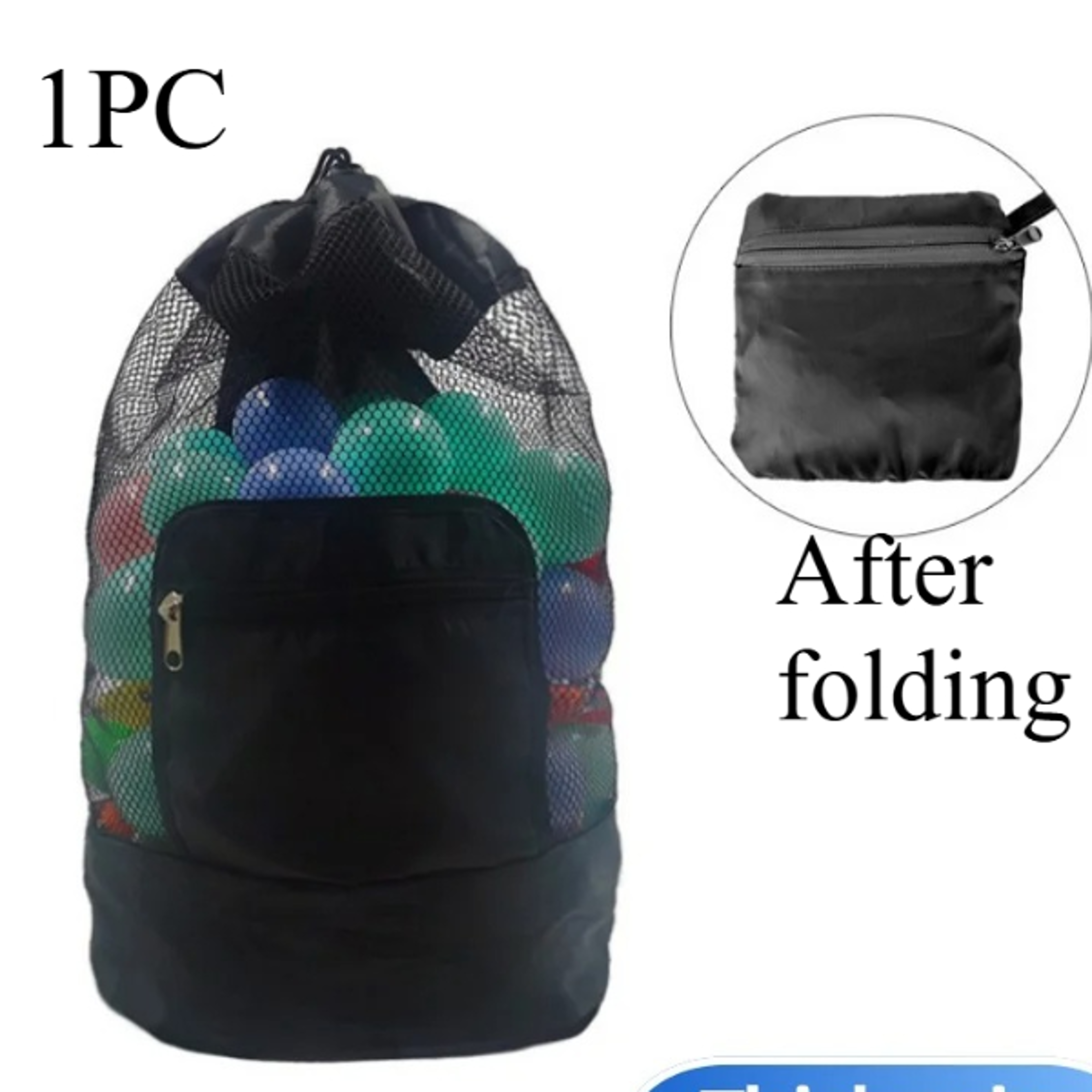Foldable Mesh Beach Toy Bag and Sand Free Drawstring Backpack for Family Travel