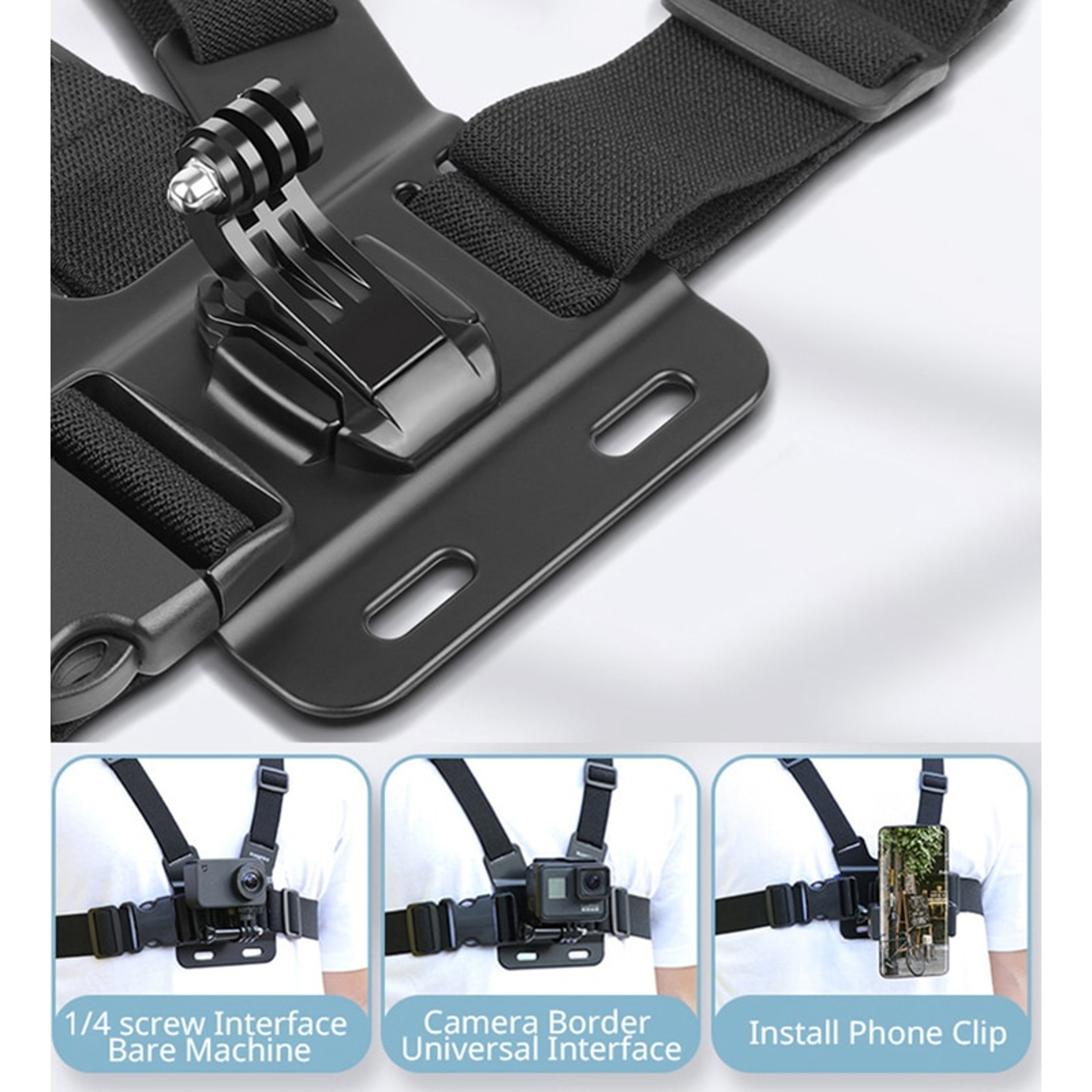Adjustable Chest Mount Harness for Action Camera Hands-Free Immersive POV Video Recording – view 3