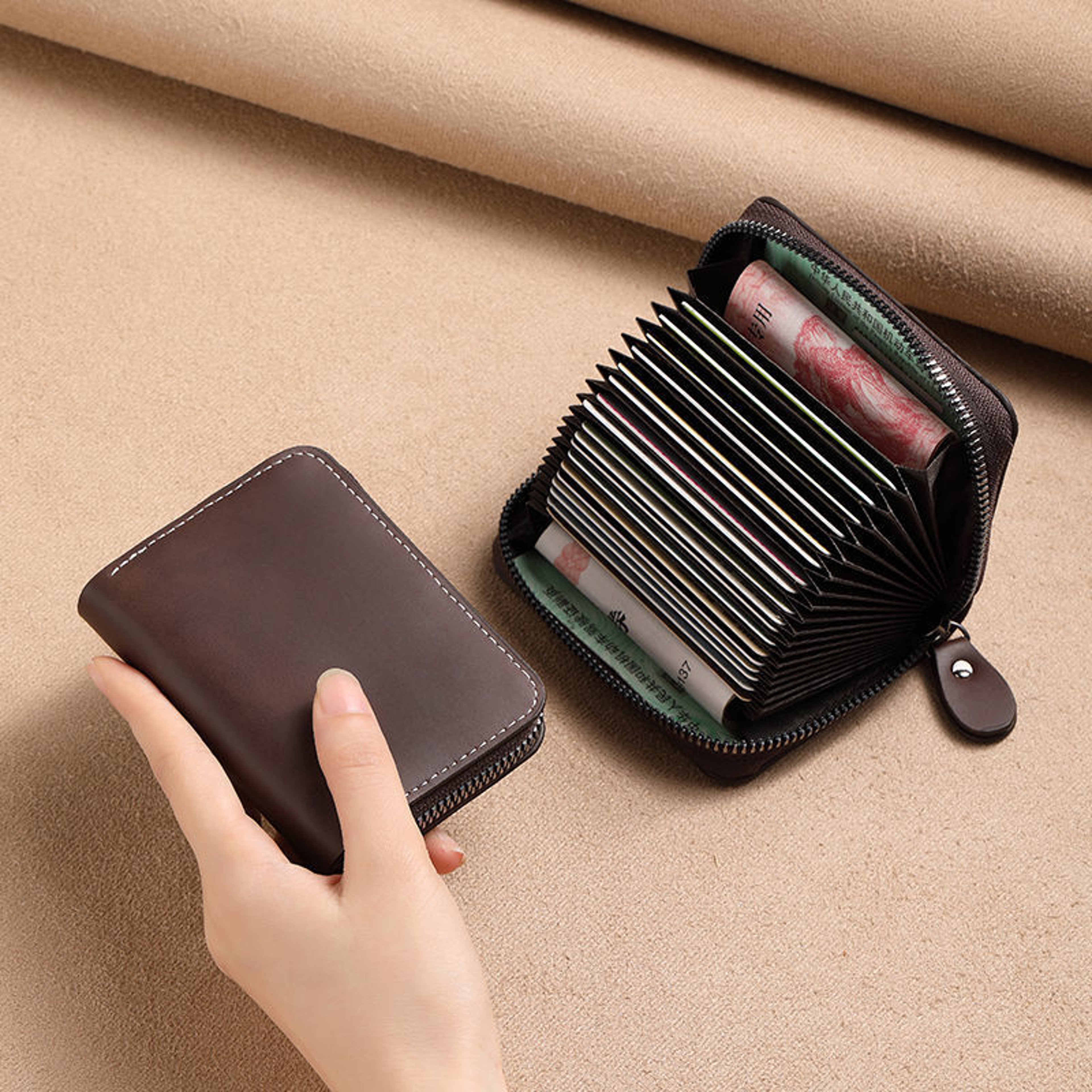 RFID Blocking Passport Wallet Zip Card Holder in PU Leather – view 1