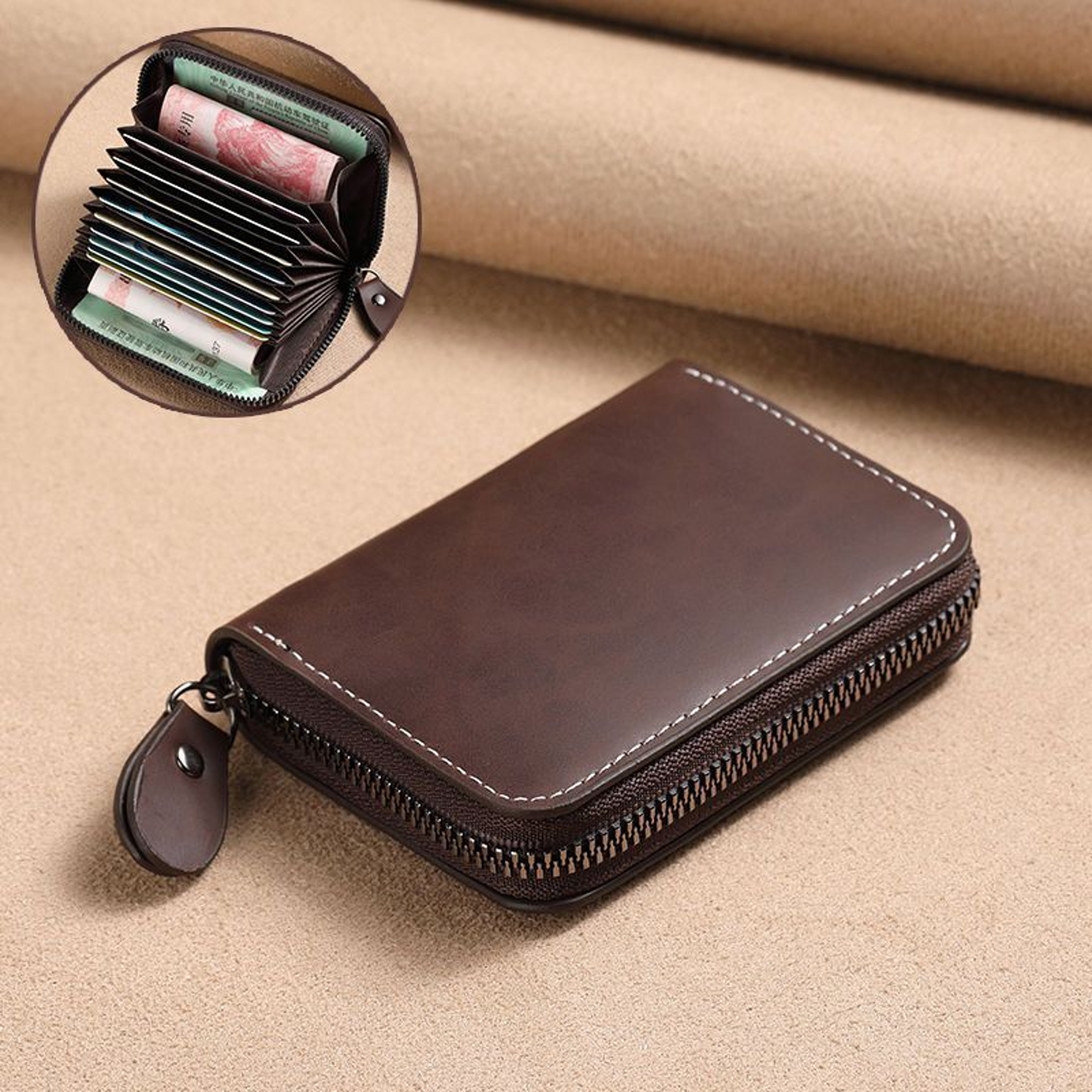 RFID Blocking Passport Wallet Zip Card Holder in PU Leather – view 4
