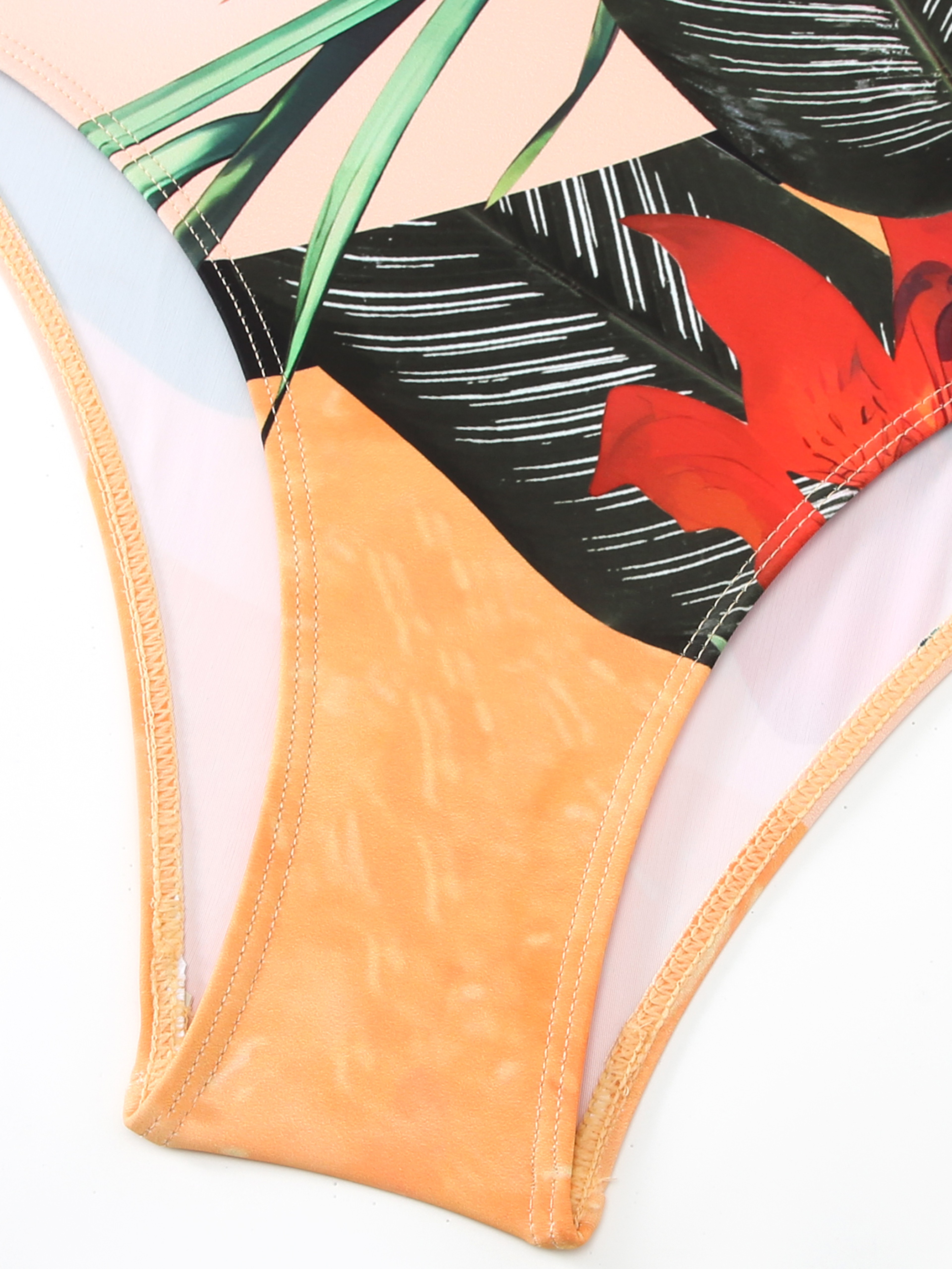 Retro Floral One Piece Swimsuit With Cover Up Skirt For Beach Vacation 3
