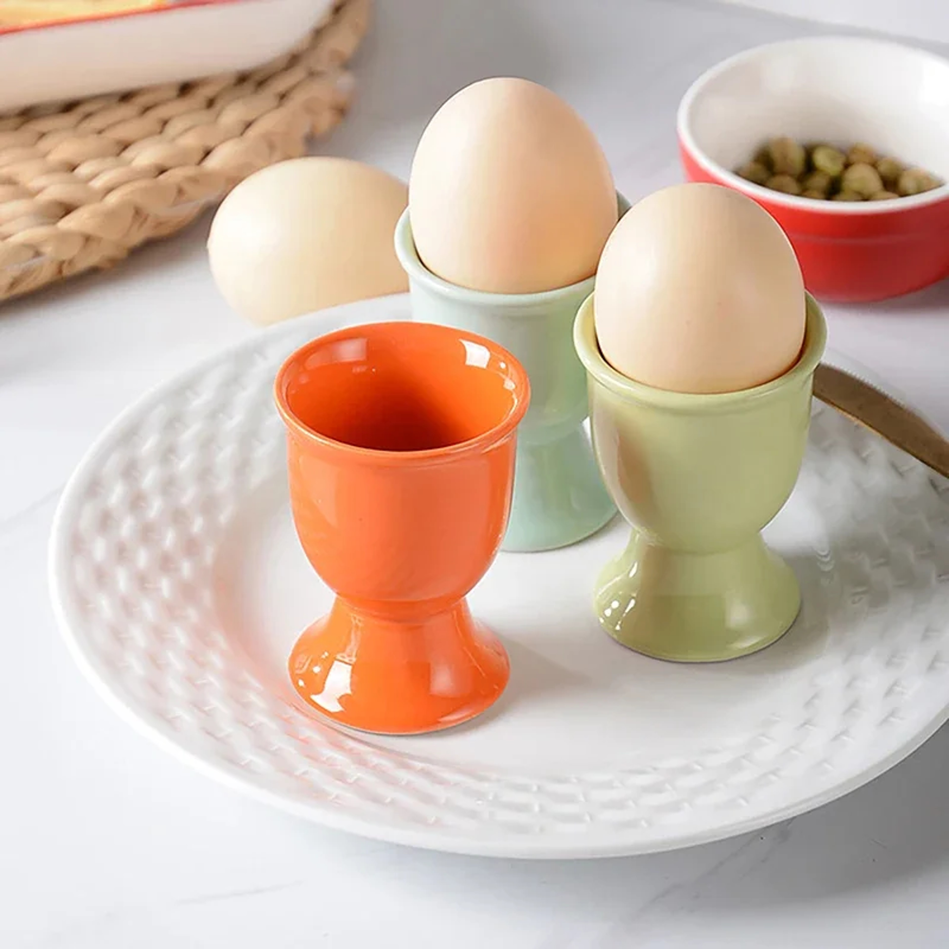 Macaron Ceramic Egg Cup Holder For Breakfast And Elegant Egg Serving 0