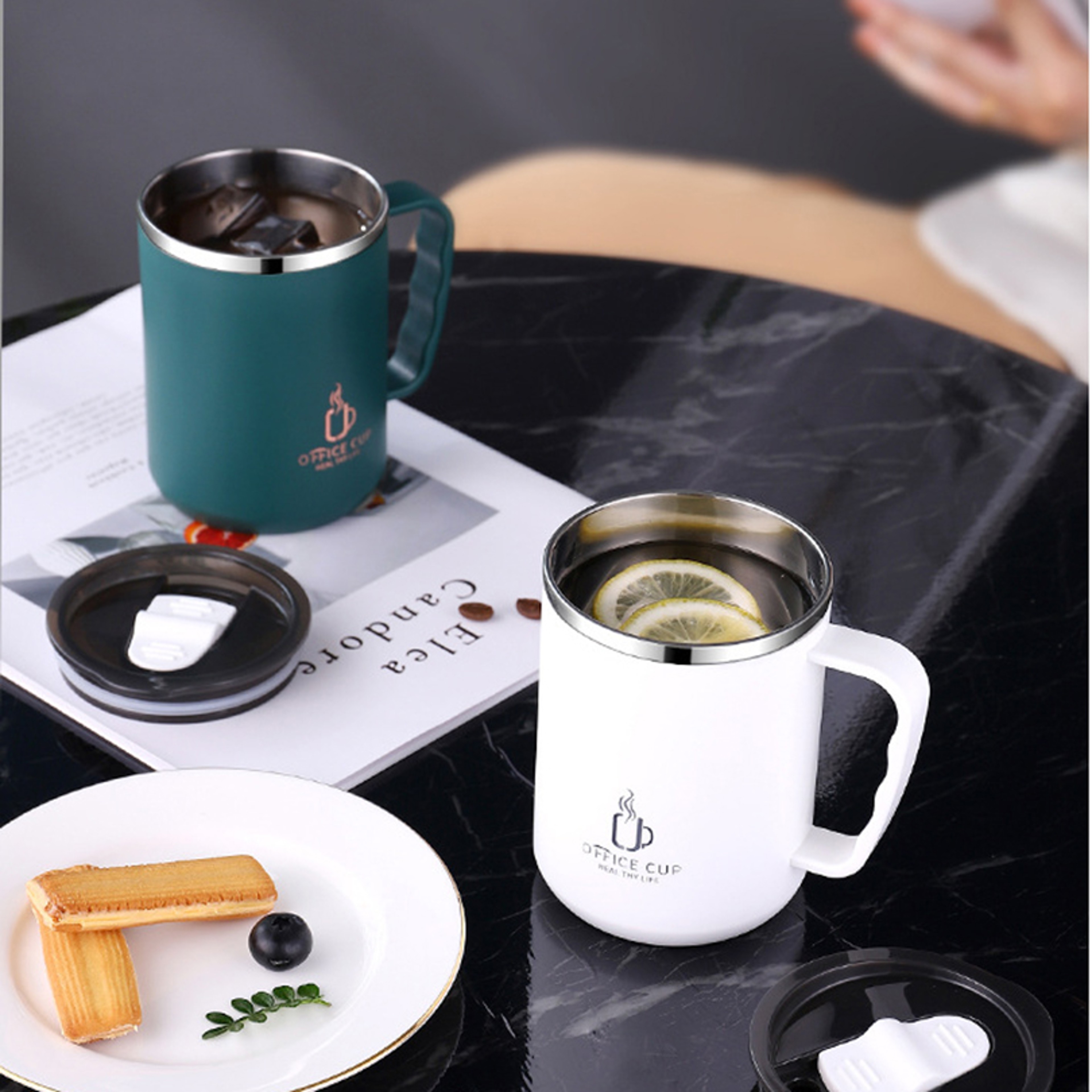 Stainless Steel Thermos Mug with Handle Leak Proof Insulated Coffee Cup – view 1