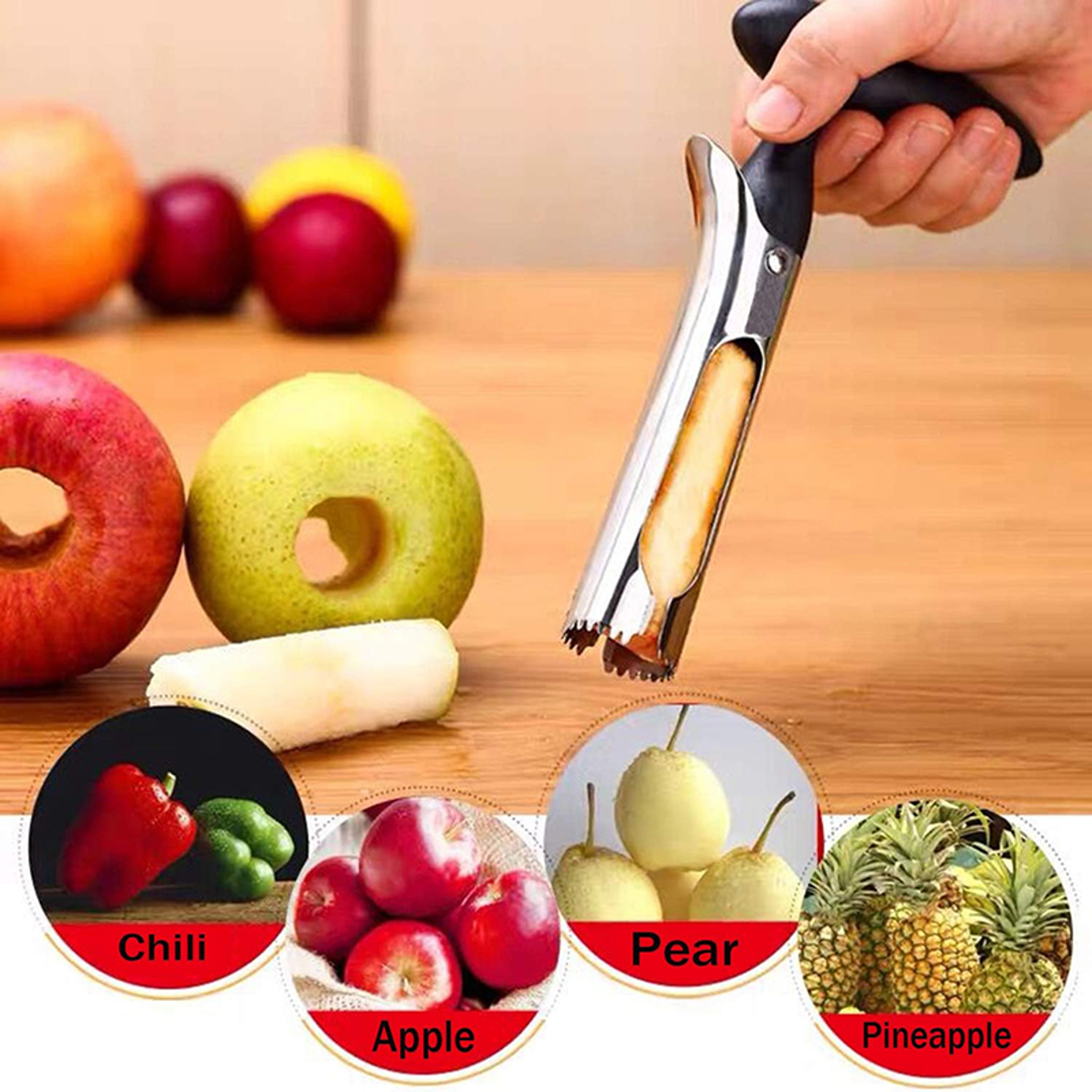 Stainless Steel Apple Corer Tool For Apples And Pears Easy Fruit Core Remover 2