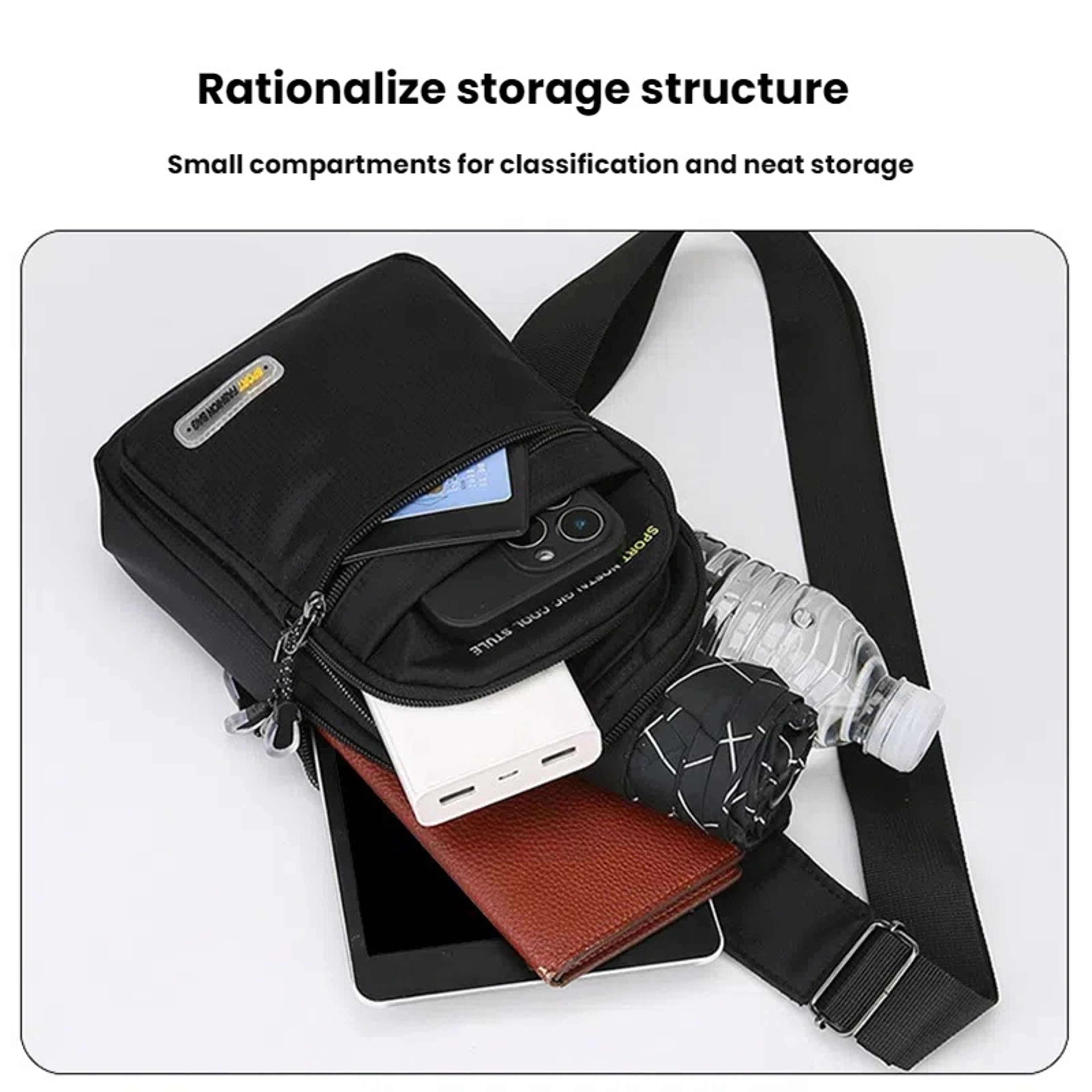 Mens Casual Shoulder Bag with Multiple Pockets Lightweight Multifunctional Chest Bag – view 4