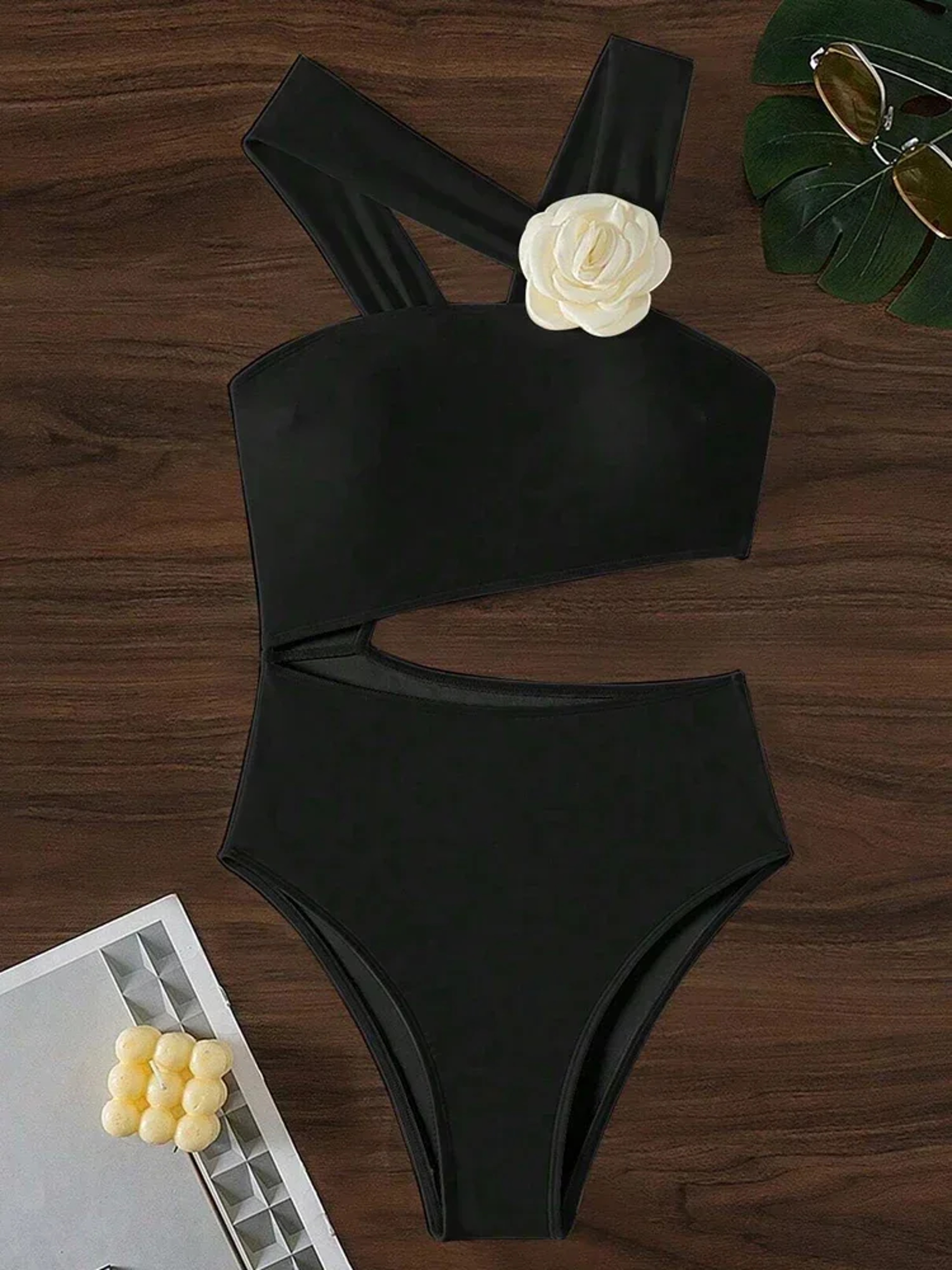 One Shoulder Push Up Cutout One Piece Swimsuit For Women 0