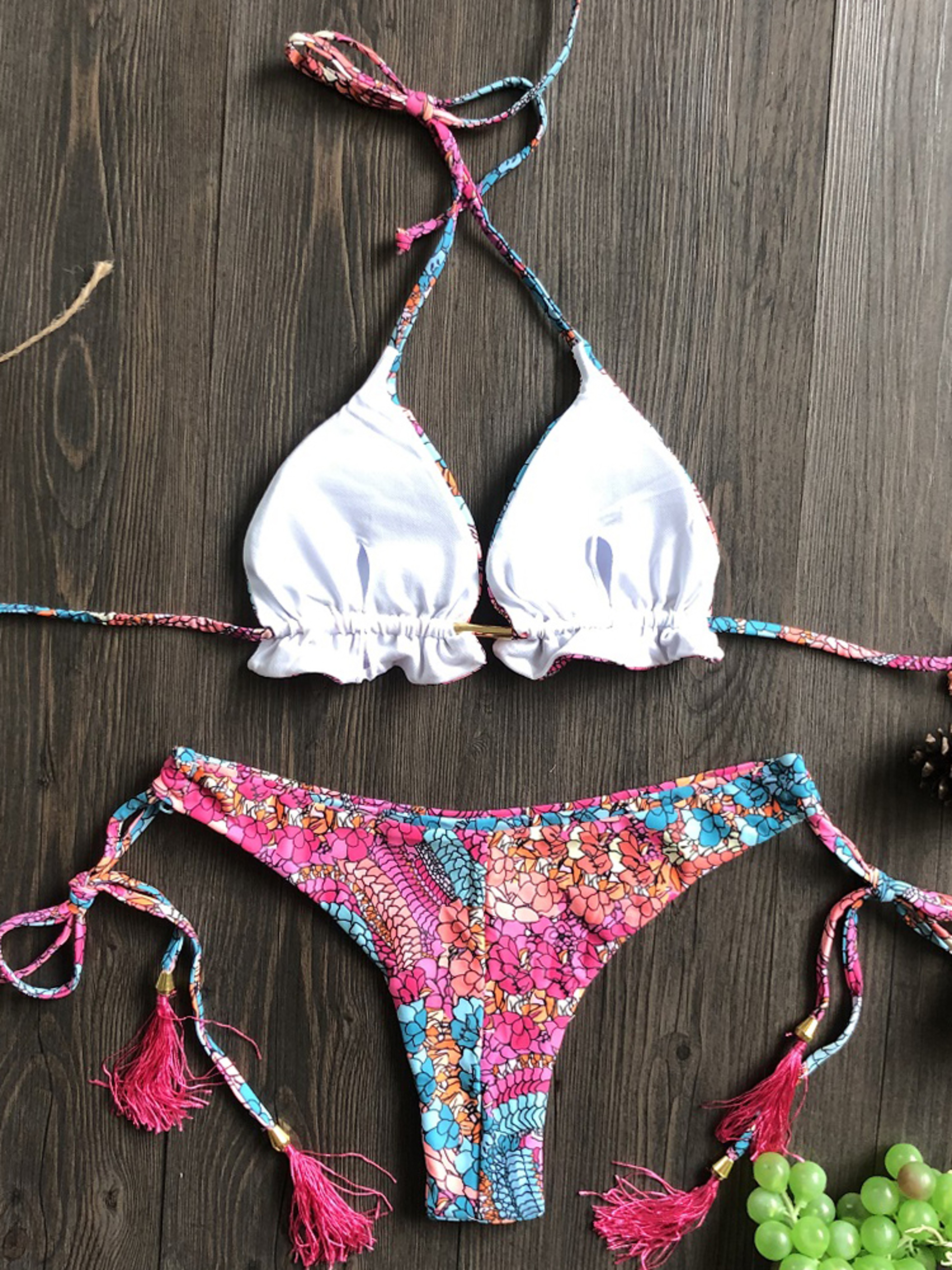Floral Push Up Bikini Set for Women String Tie Beach Swimwear – view 2