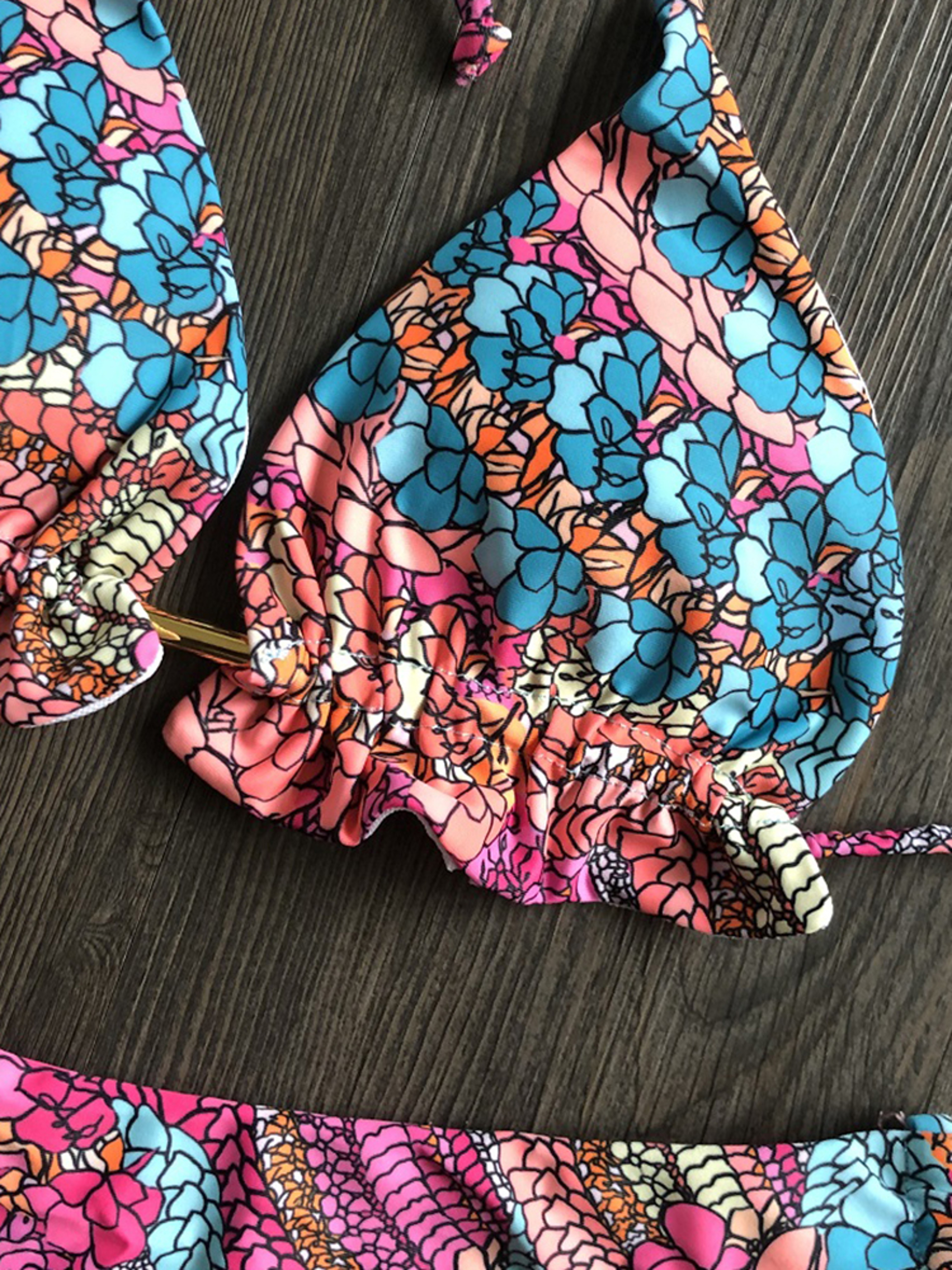 Floral Push Up Bikini Set for Women String Tie Beach Swimwear – view 4