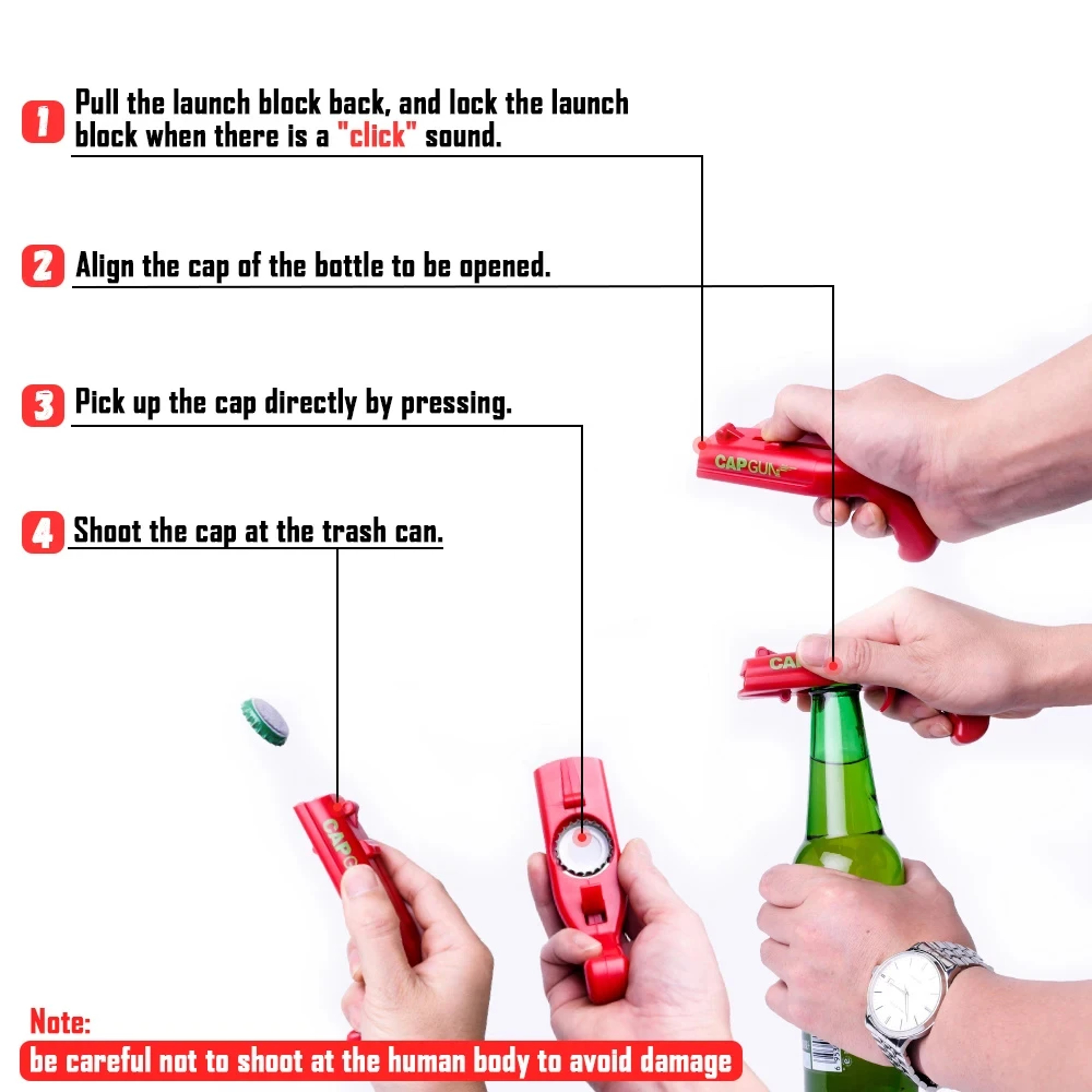 Cap Gun Bottle Cap Launcher Beer Bottle Opener – view 5