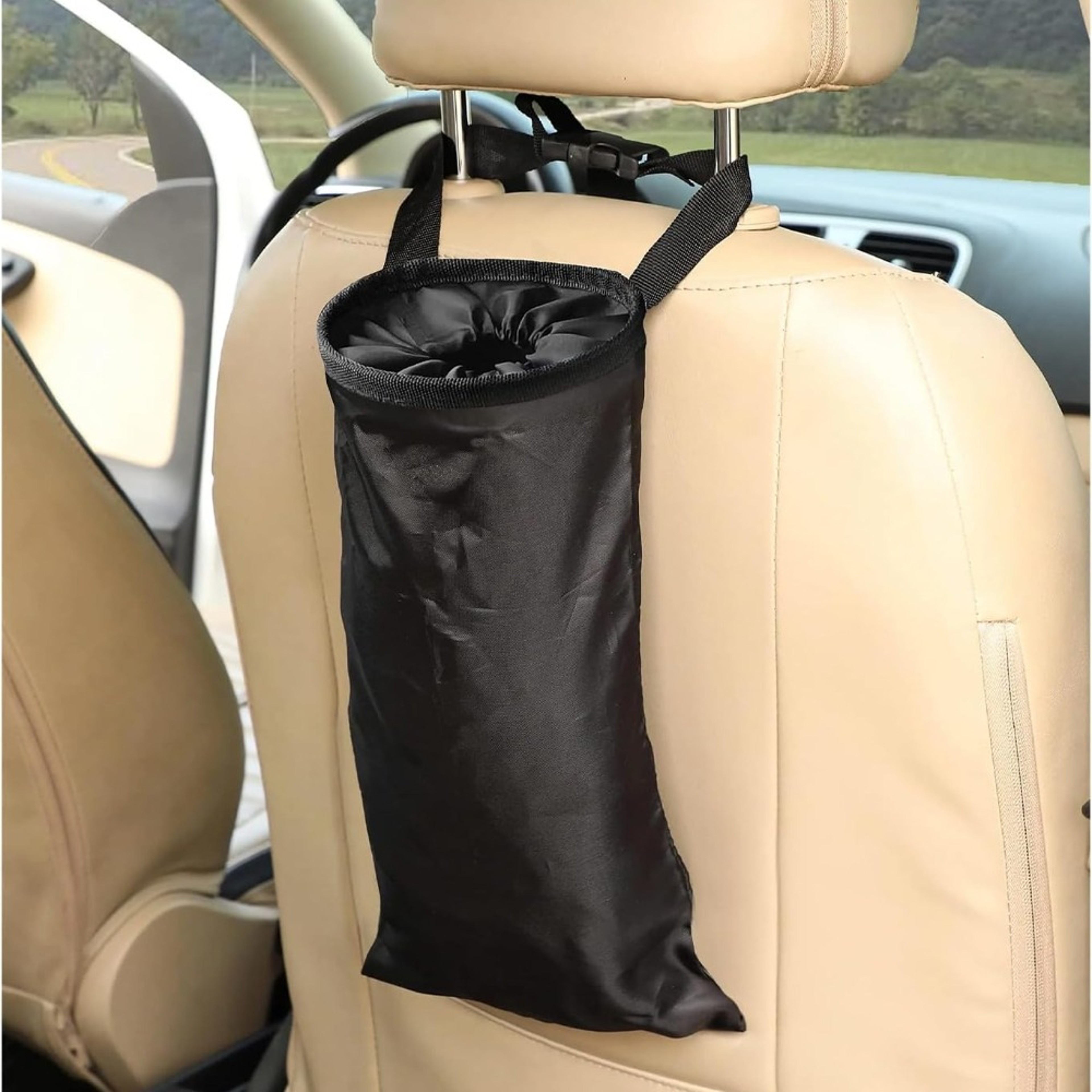 Hanging Car Trash Bag Back Seat Headrest Garbage Can – view 1