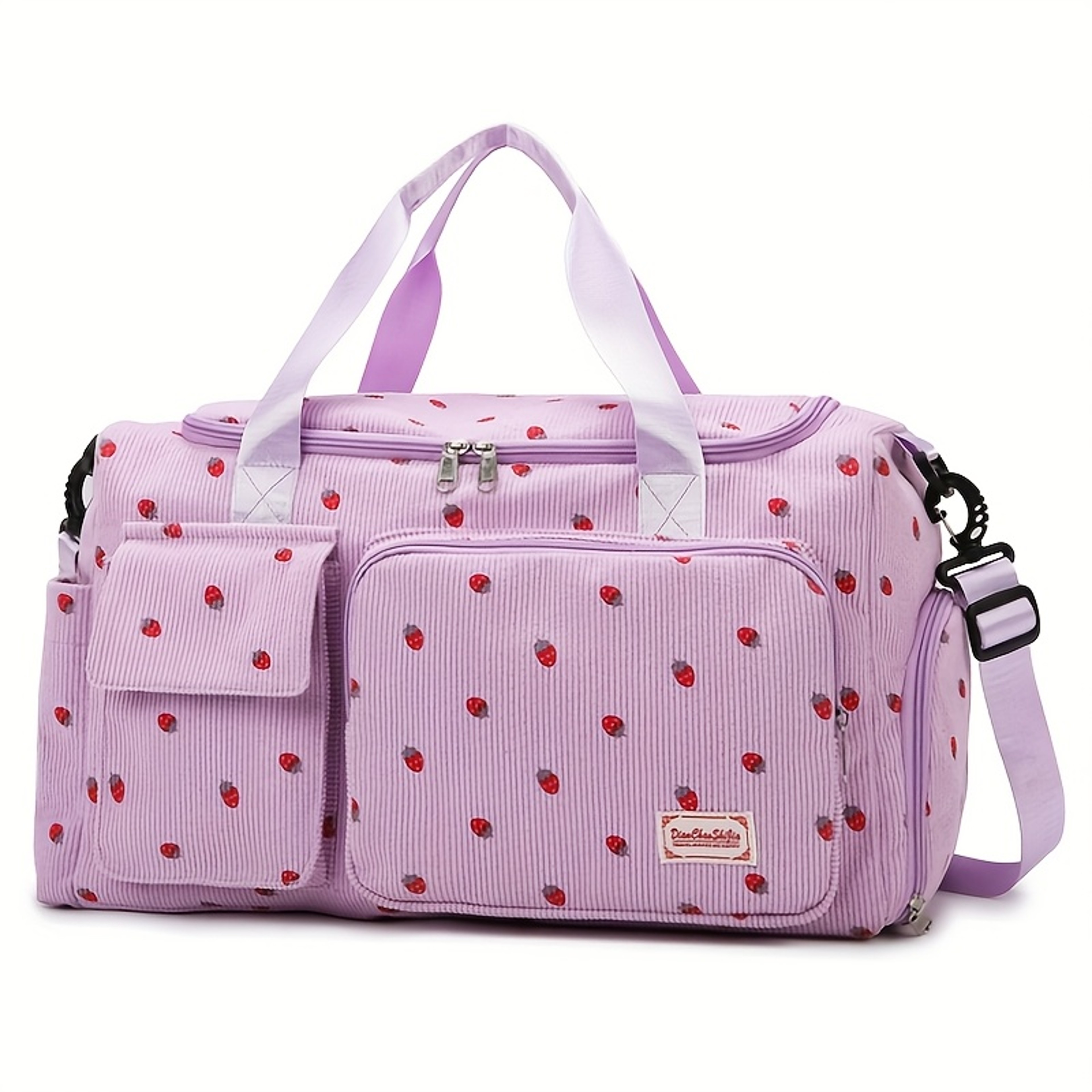 Large Capacity Casual Strawberry Print Duffel Bag with Multiple Compartments Ideal for Travel Gym and Everyday Use – view 9