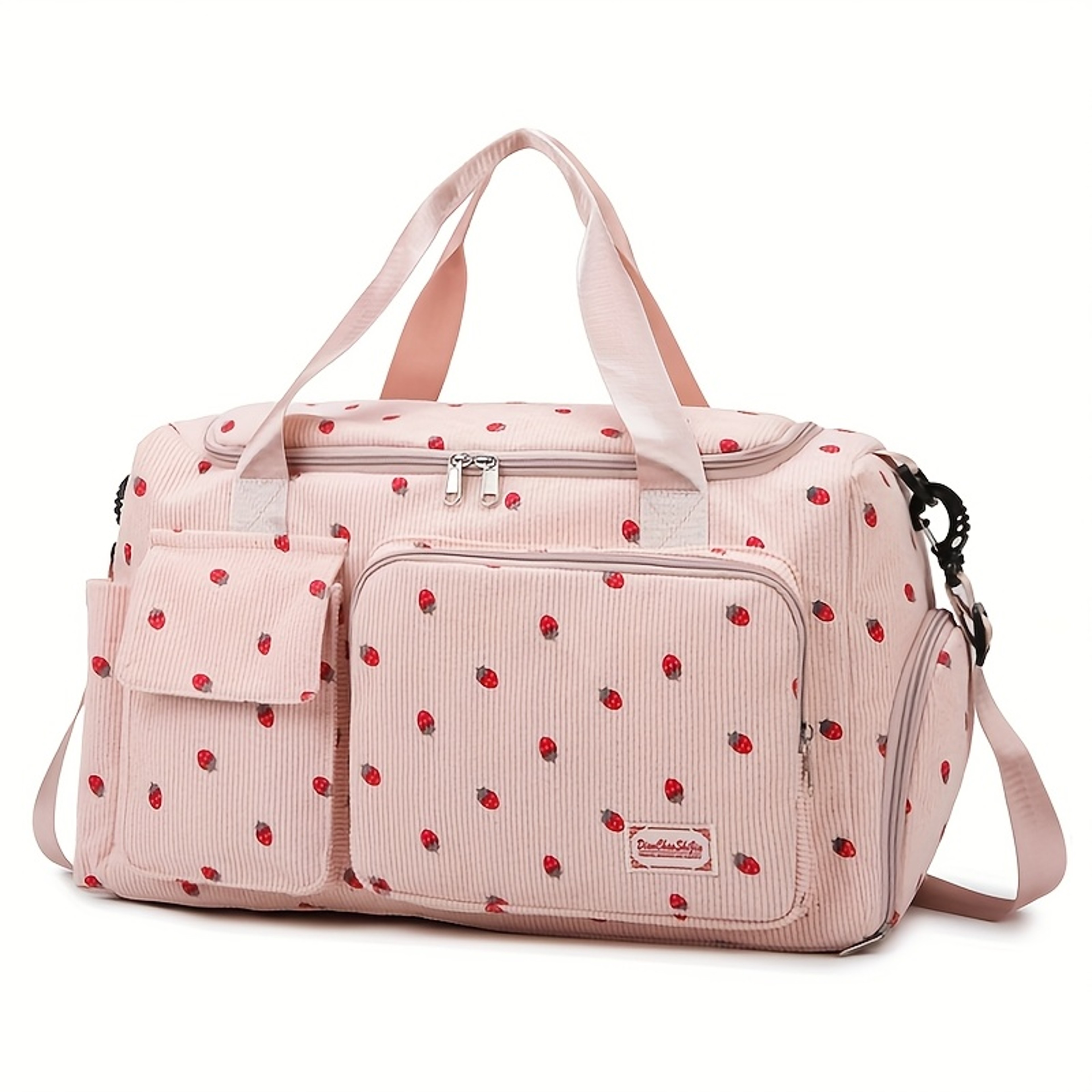 Large Capacity Casual Strawberry Print Duffel Bag with Multiple Compartments Ideal for Travel Gym and Everyday Use – view 10