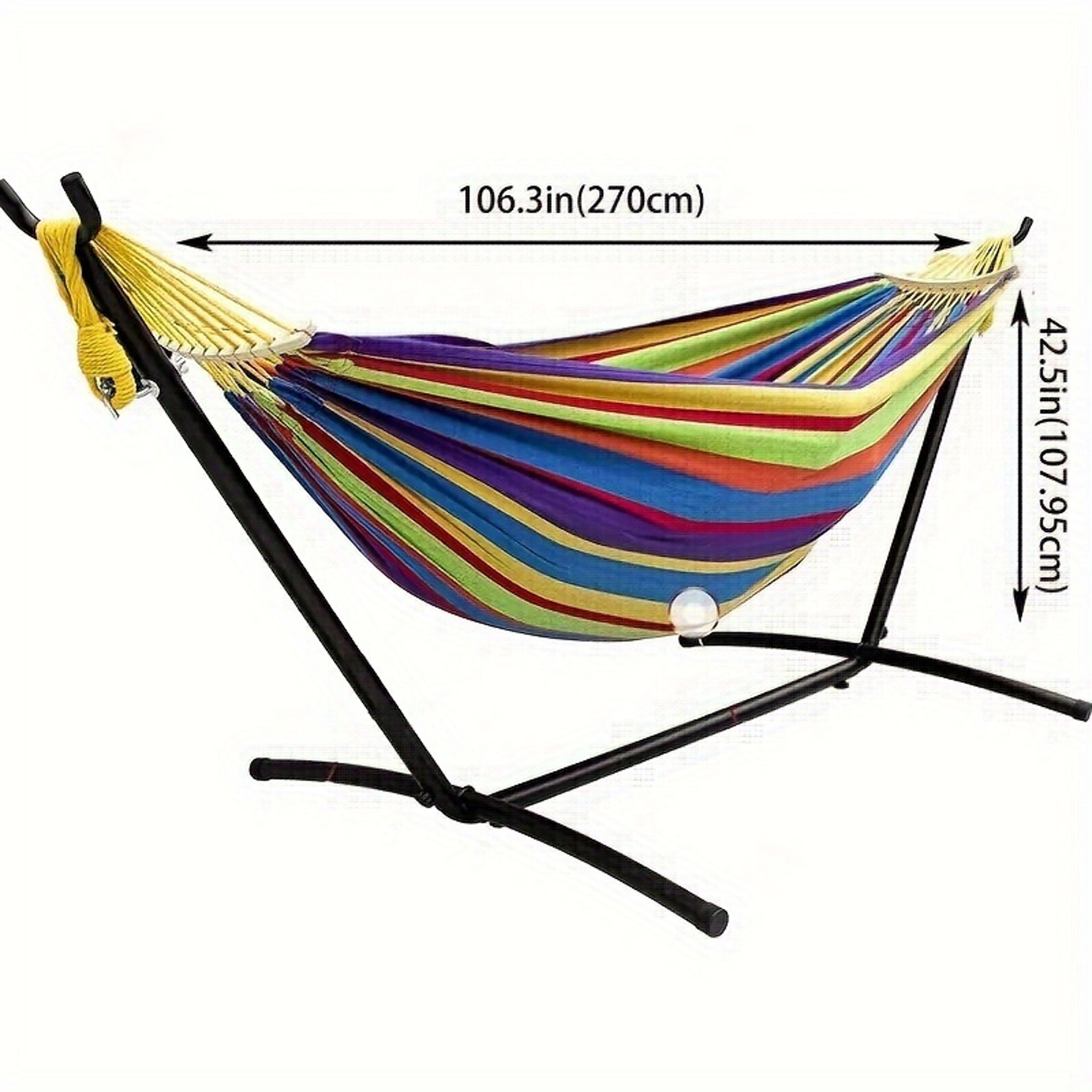 Double Hammock With Steel Stand Premium Backyard Hammock With Anti Roll Bars  Carry Bag 2