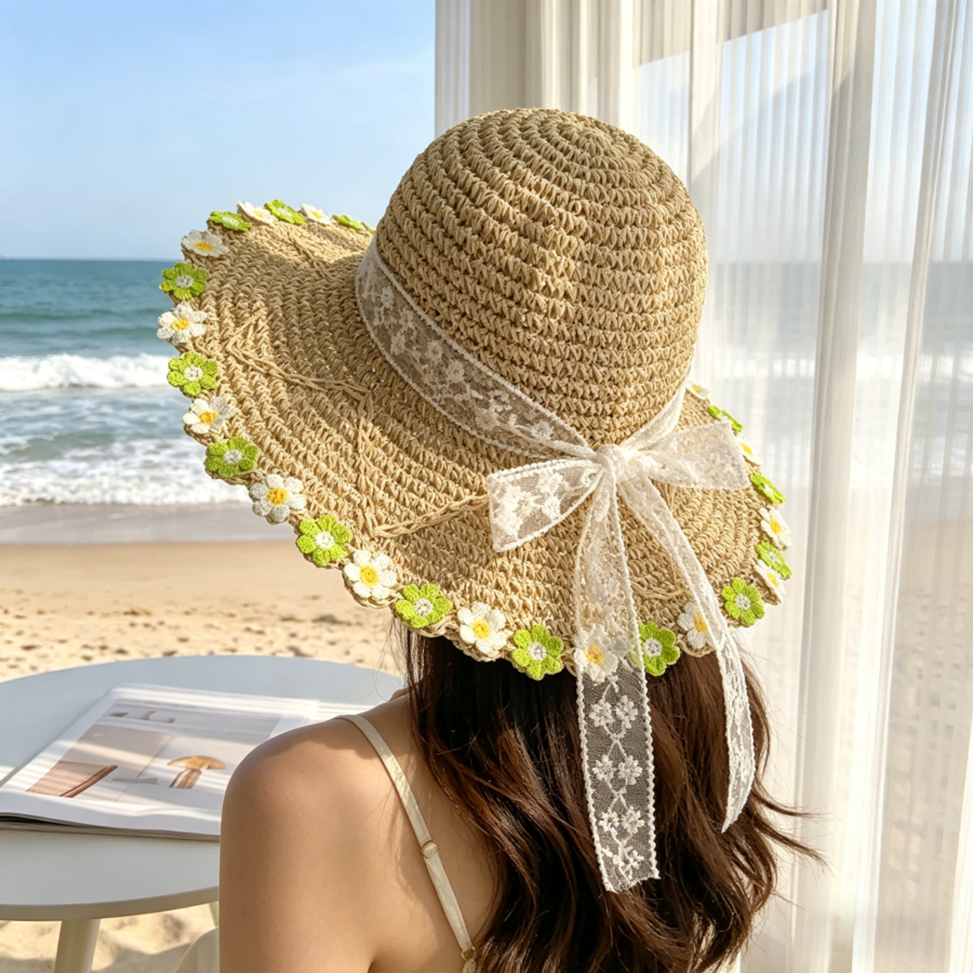 Small Daisy Straw Sun Hat For Summer Beach  Outdoor Protection 2