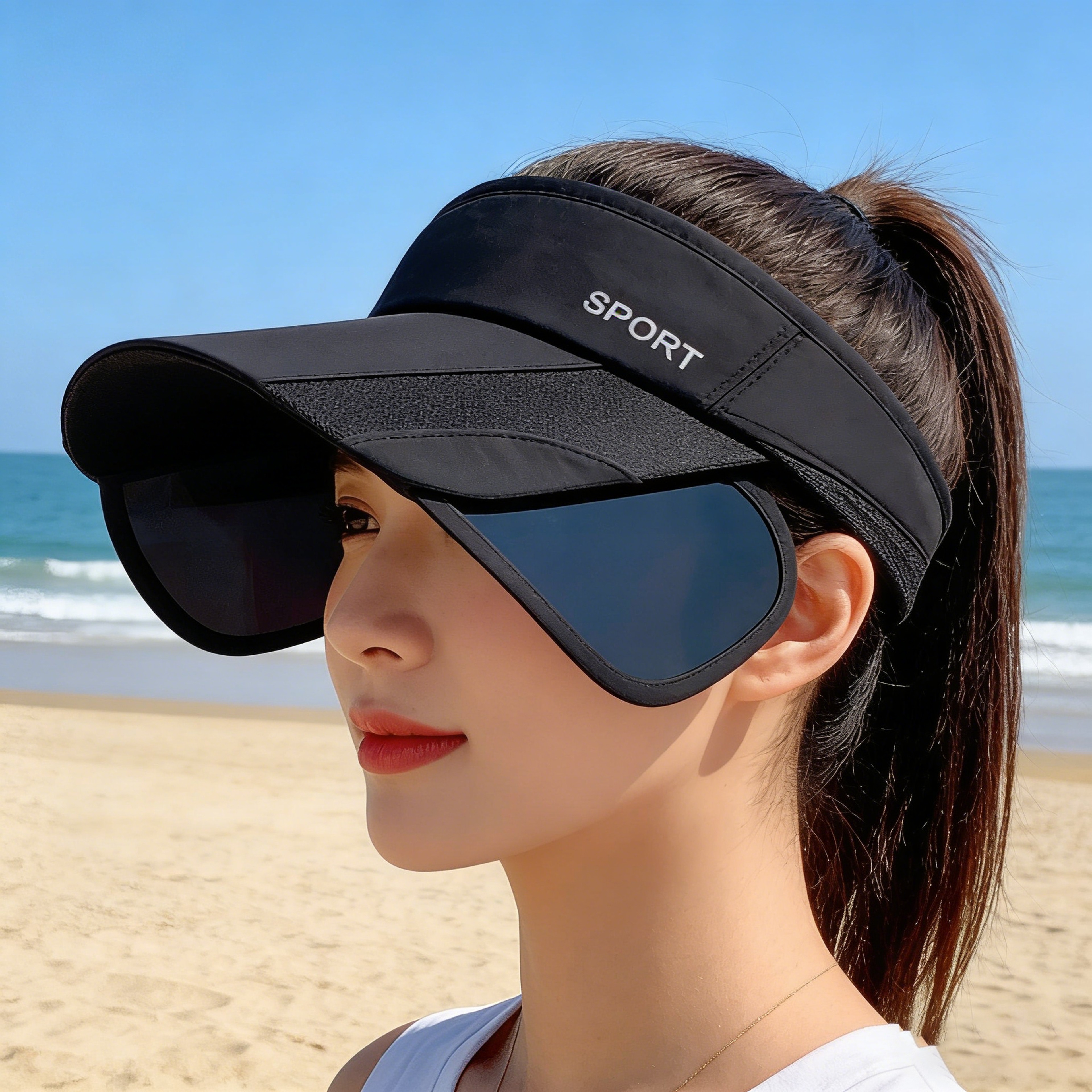 Retractable Brim Womens Sun Visor Hat For UV Face Protection 1