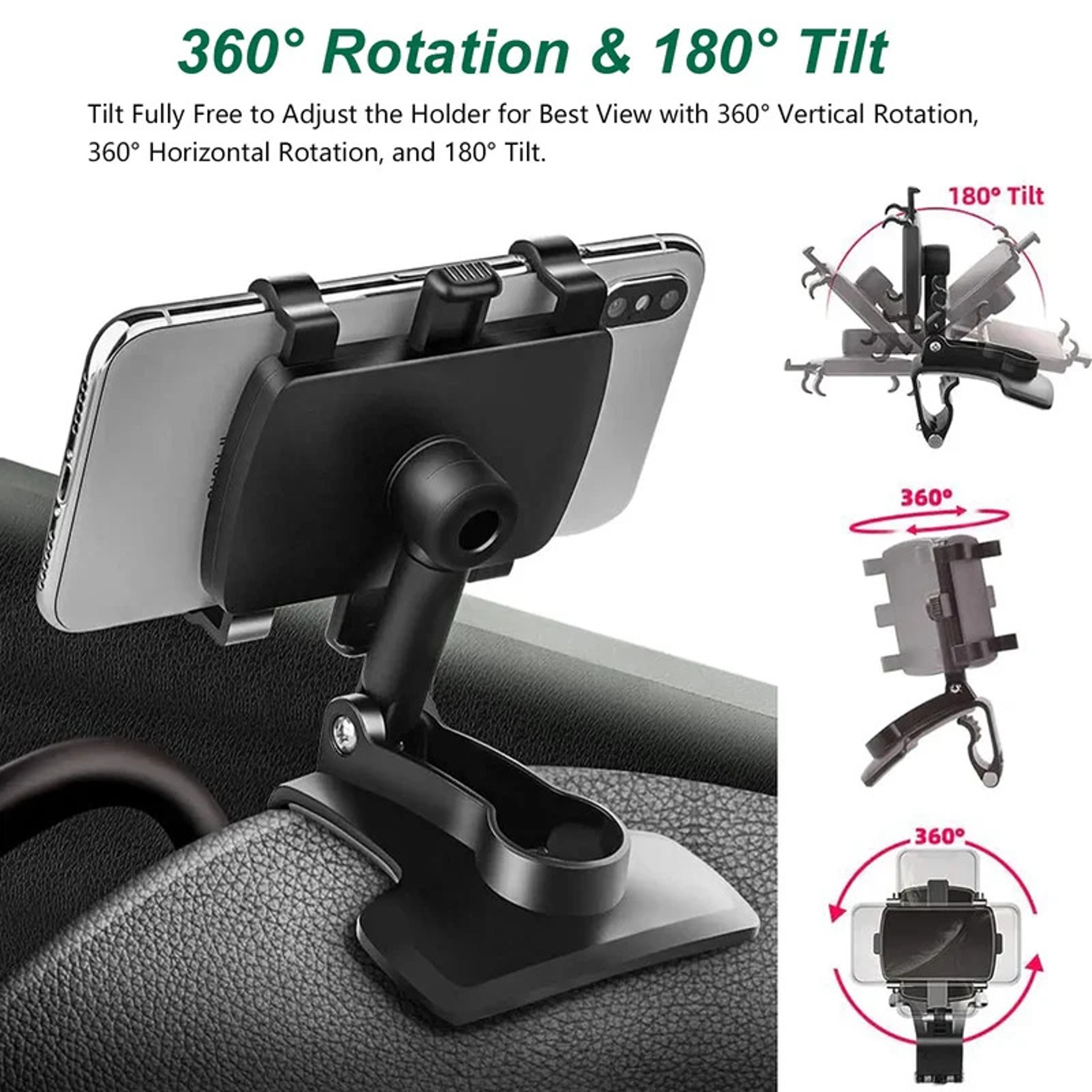 Universal Rotating Car Phone Holder & GPS Dashboard Mount – view 2