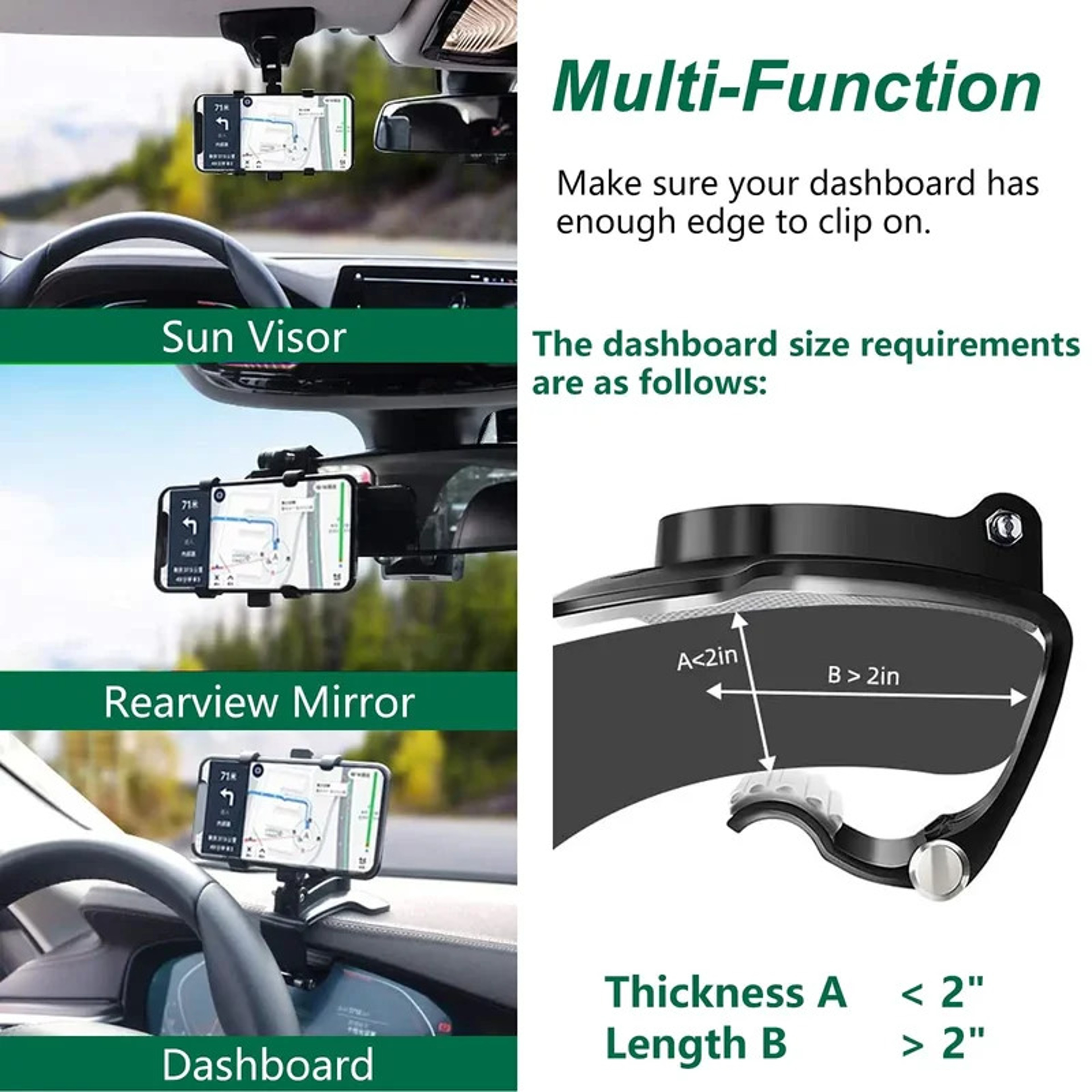 Universal Rotating Car Phone Holder & GPS Dashboard Mount – view 3