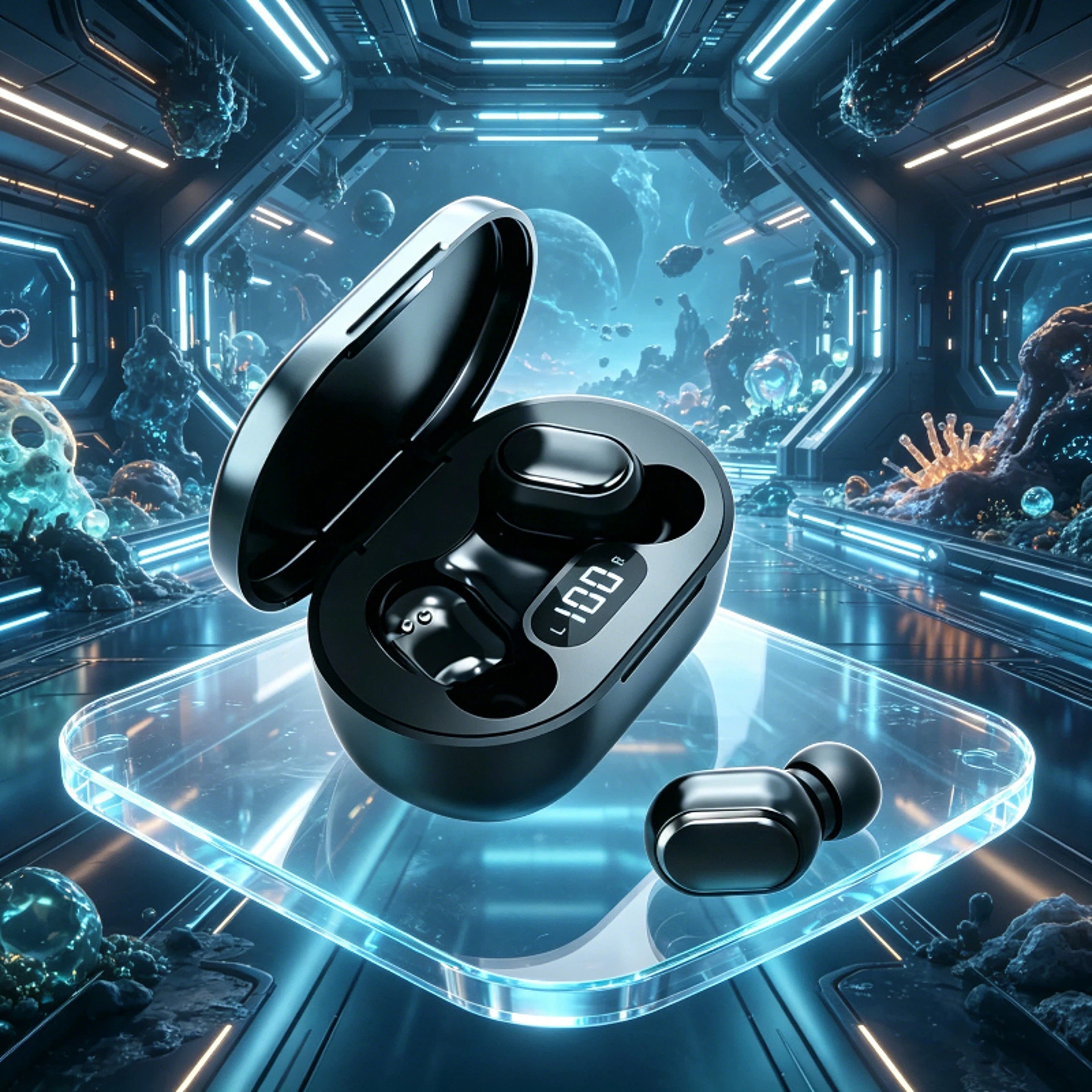 Smart LED Display Wireless Earbuds with Mic Bluetooth TWS Earphones – view 1