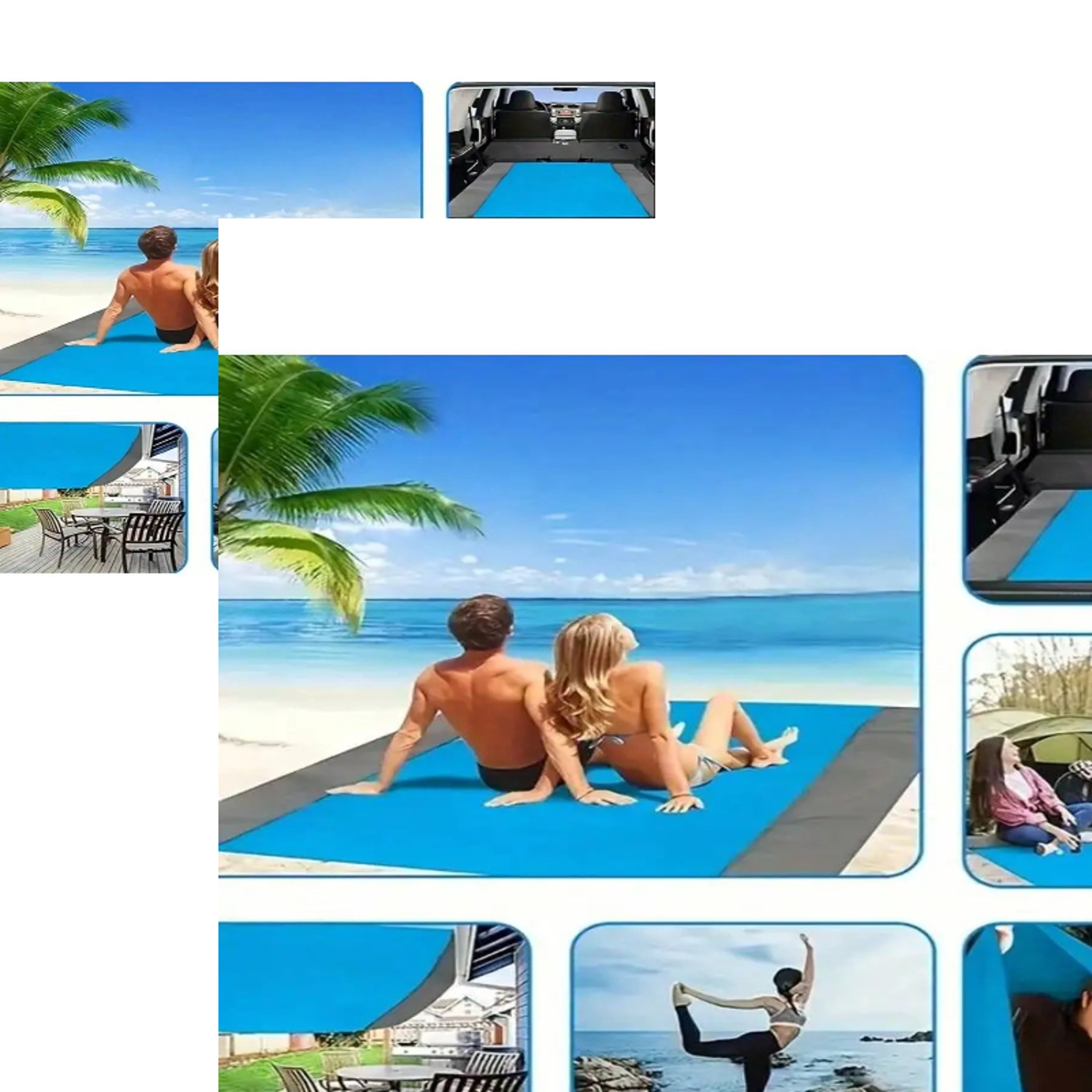 Waterproof Sandproof Beach Blanket With Stakes Foldable Outdoor Picnic Mat – view 2