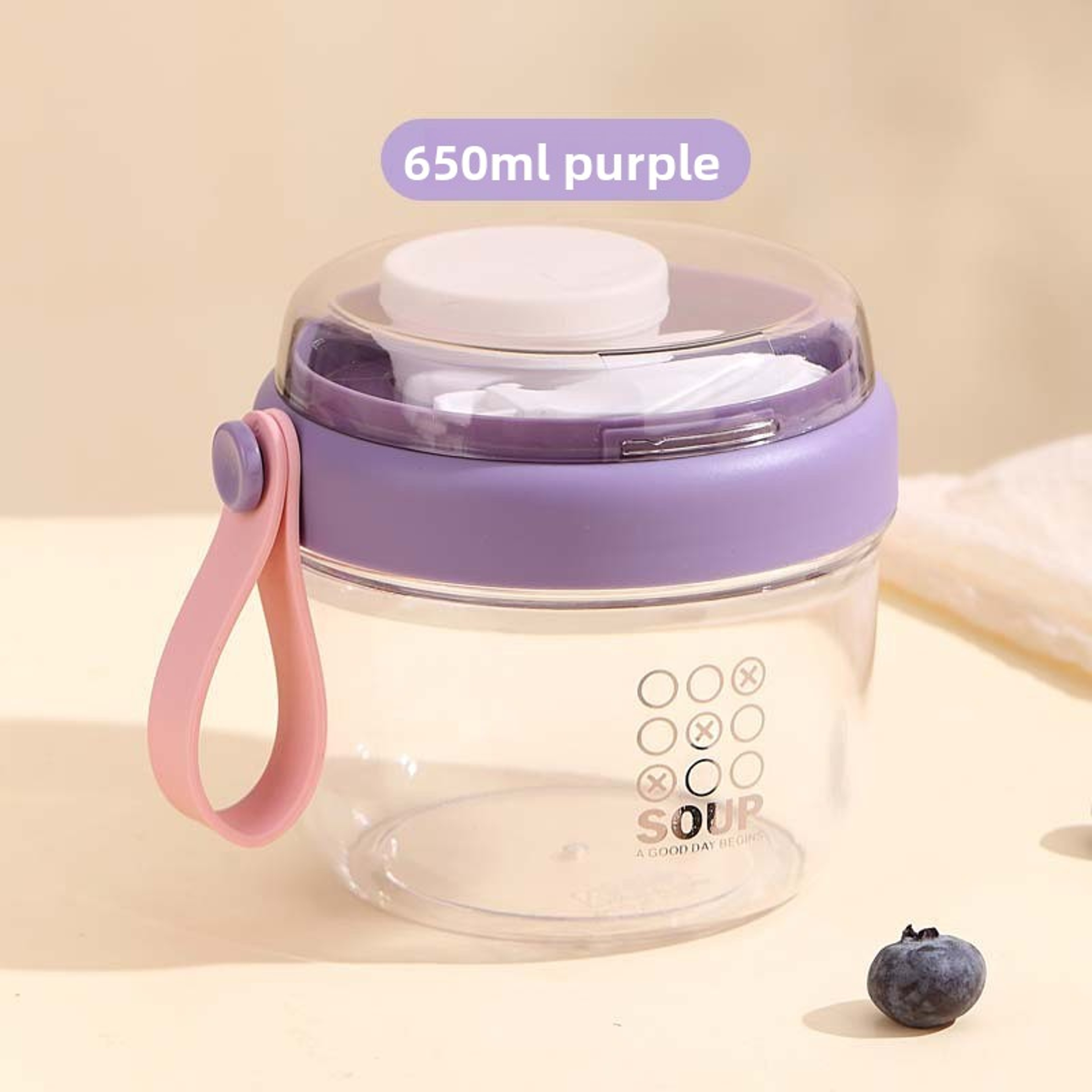 Portable Salad Cup With Lid Spoon Double Layer Oatmeal Yogurt Breakfast Cup 6