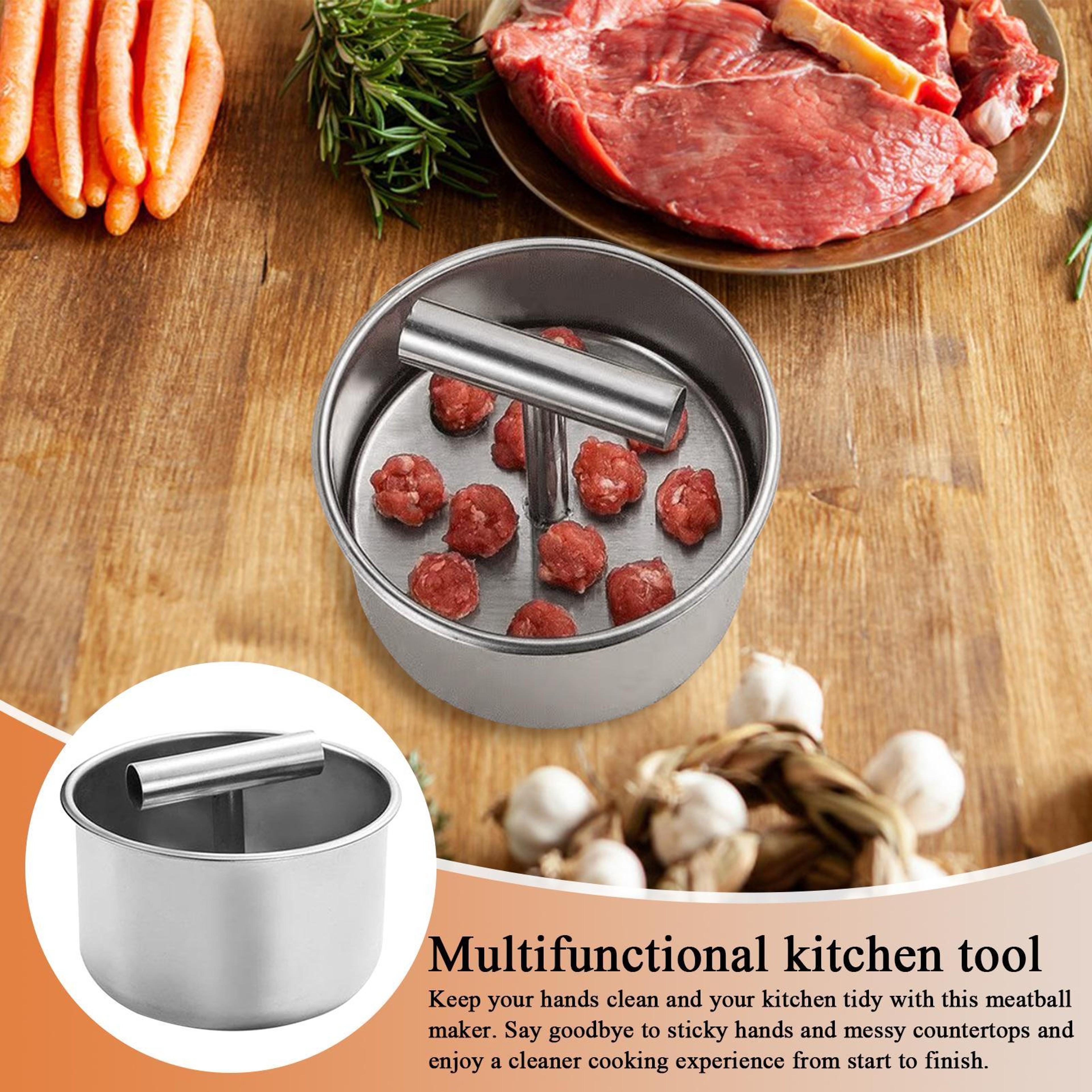 Premium Stainless Steel Meatball Maker Non Stick Multi Functional Kitchen Press 1