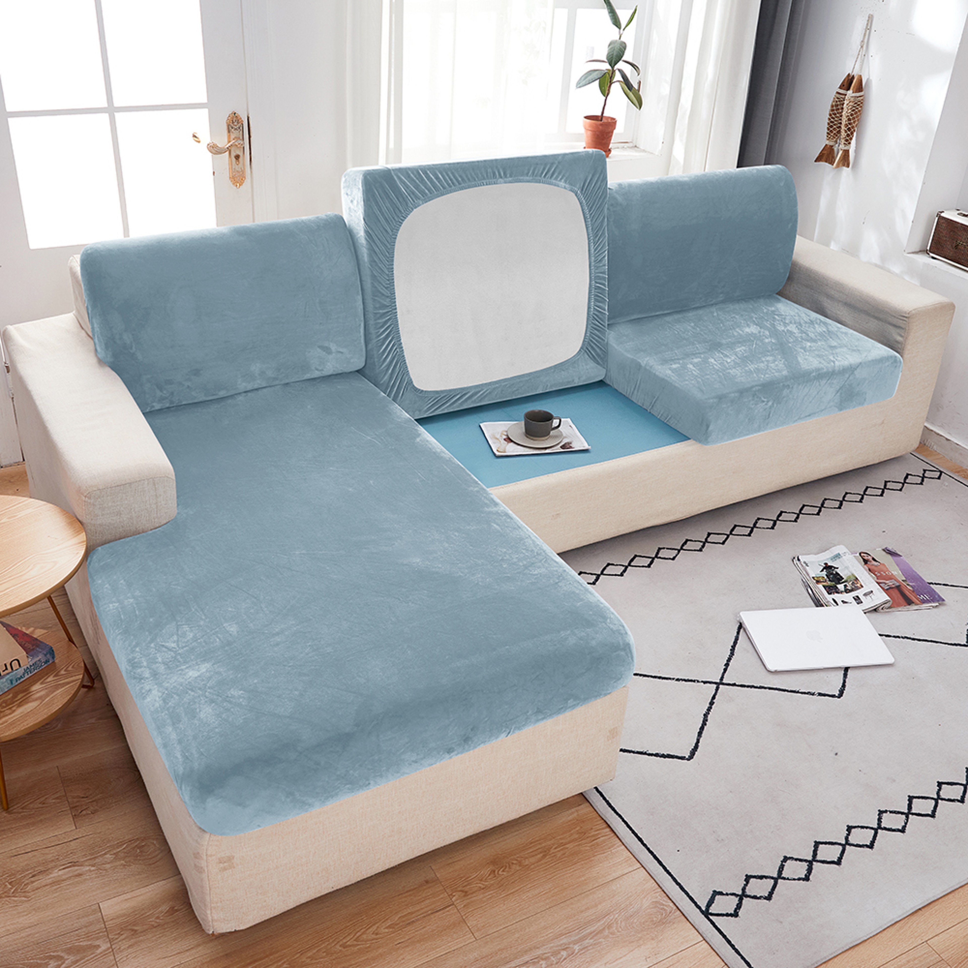 Premium Anti Slip Plush Sofa Cover Elastic Couch Protector for Living Room & Bedroom – view 22