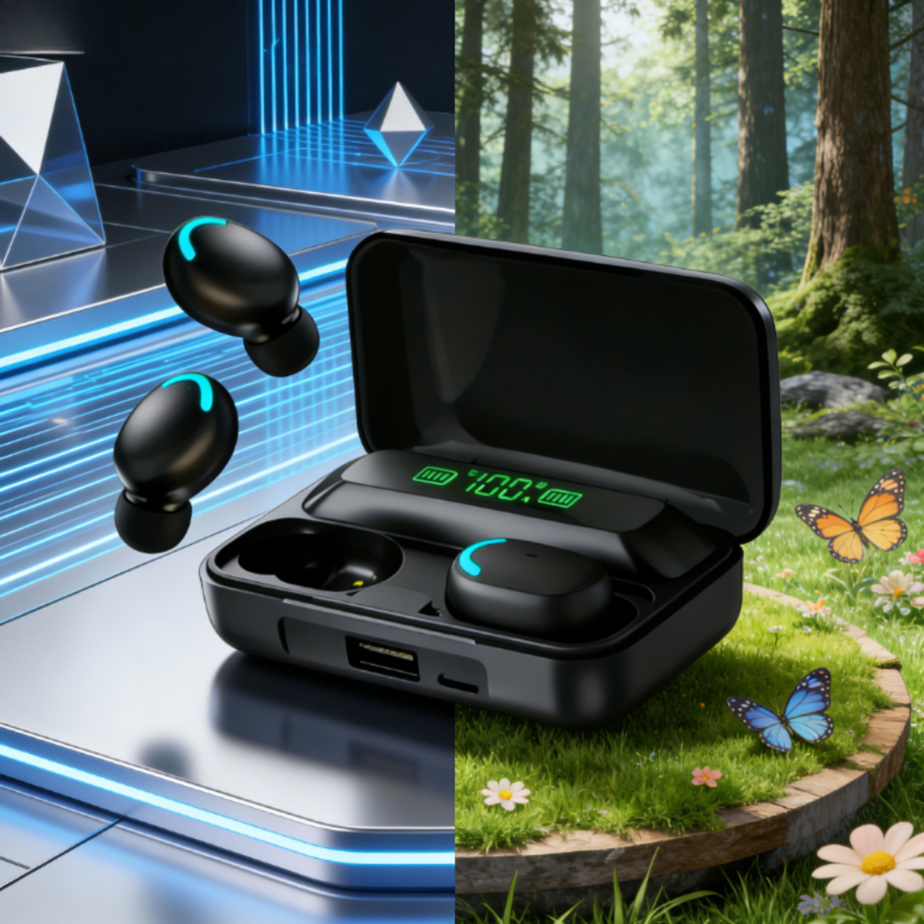 Waterproof Bluetooth Wireless Earbuds with Stereo Bass and Smart Touch Control Sports Headset – view 1