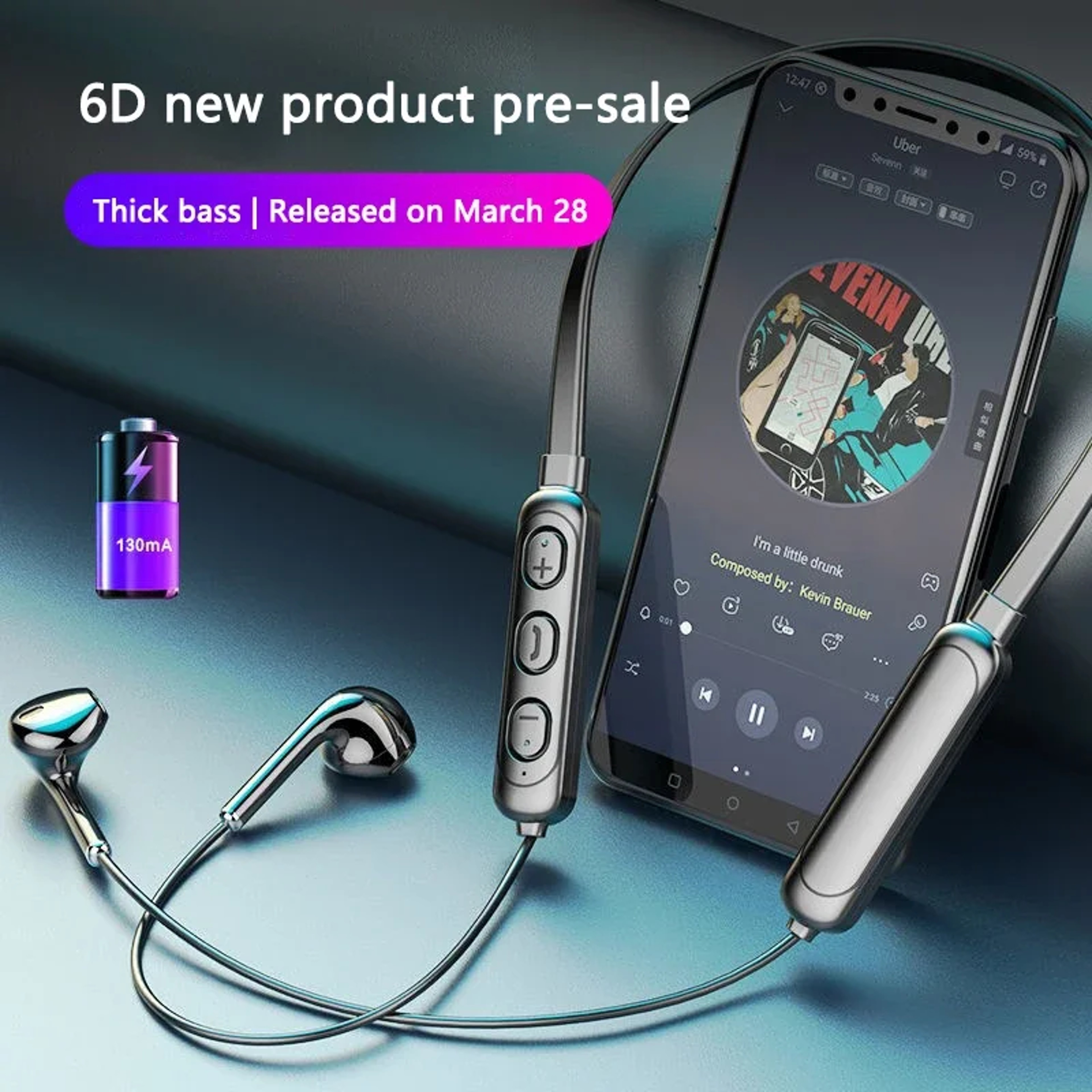Premium Neckband Bluetooth Earphones with Mic Wireless Stereo Headset for Calls & Music – view 5